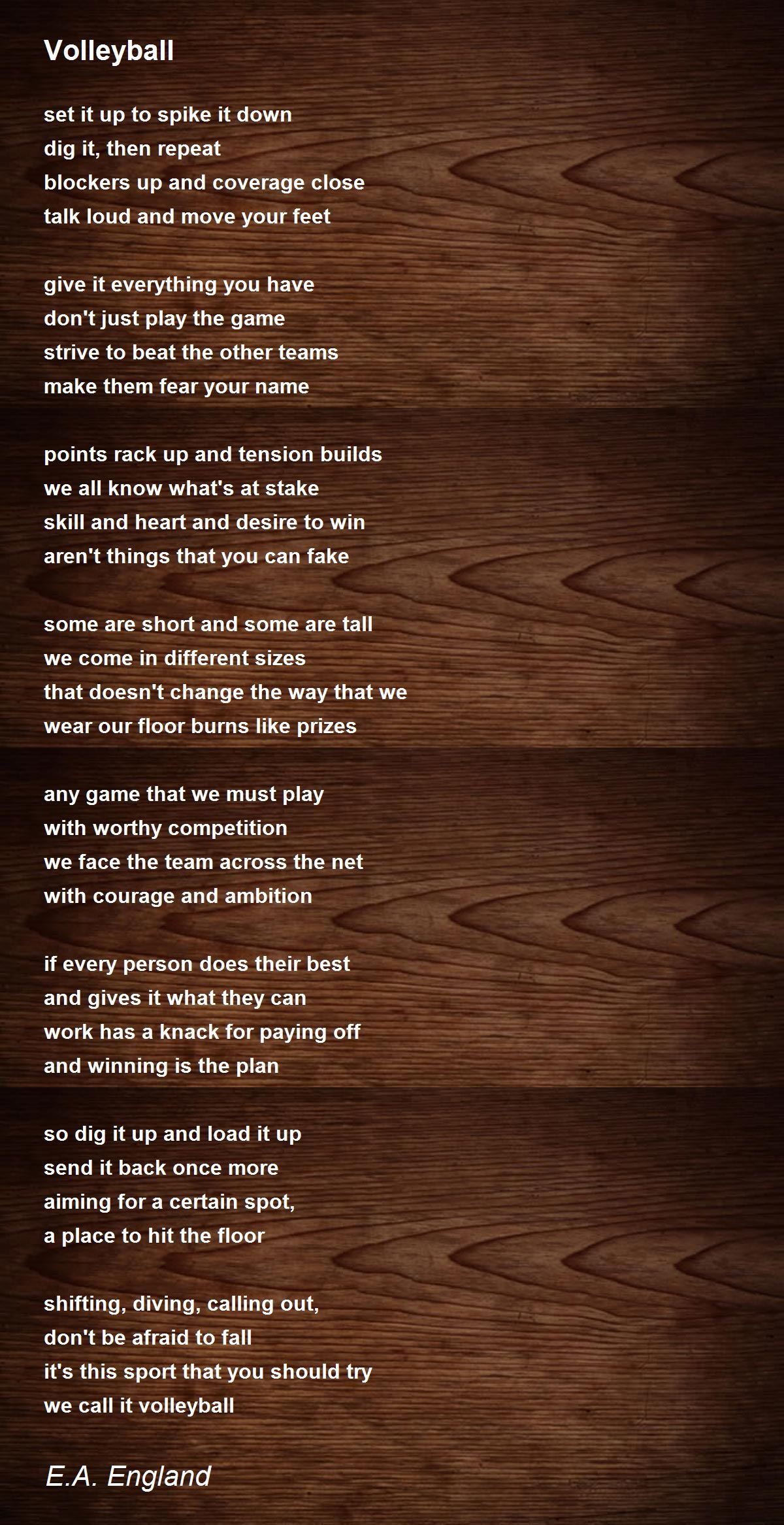Volleyball Volleyball Poem by E.A. England