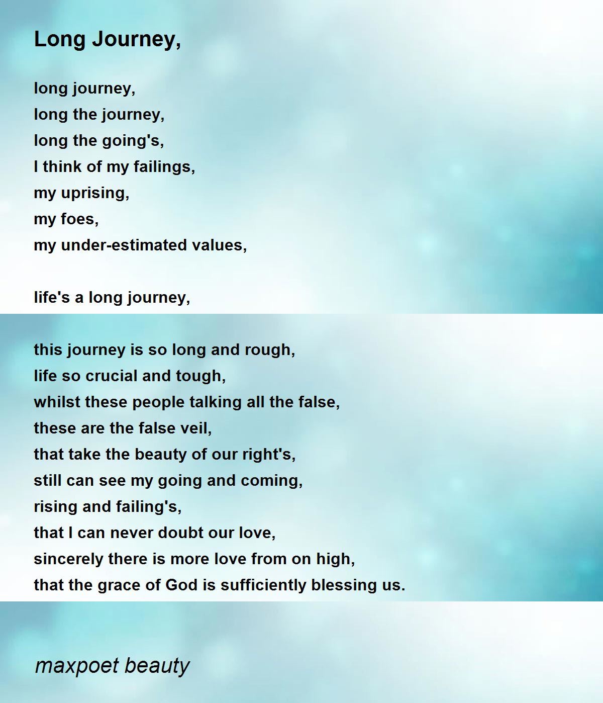 the longest journey in the world poem