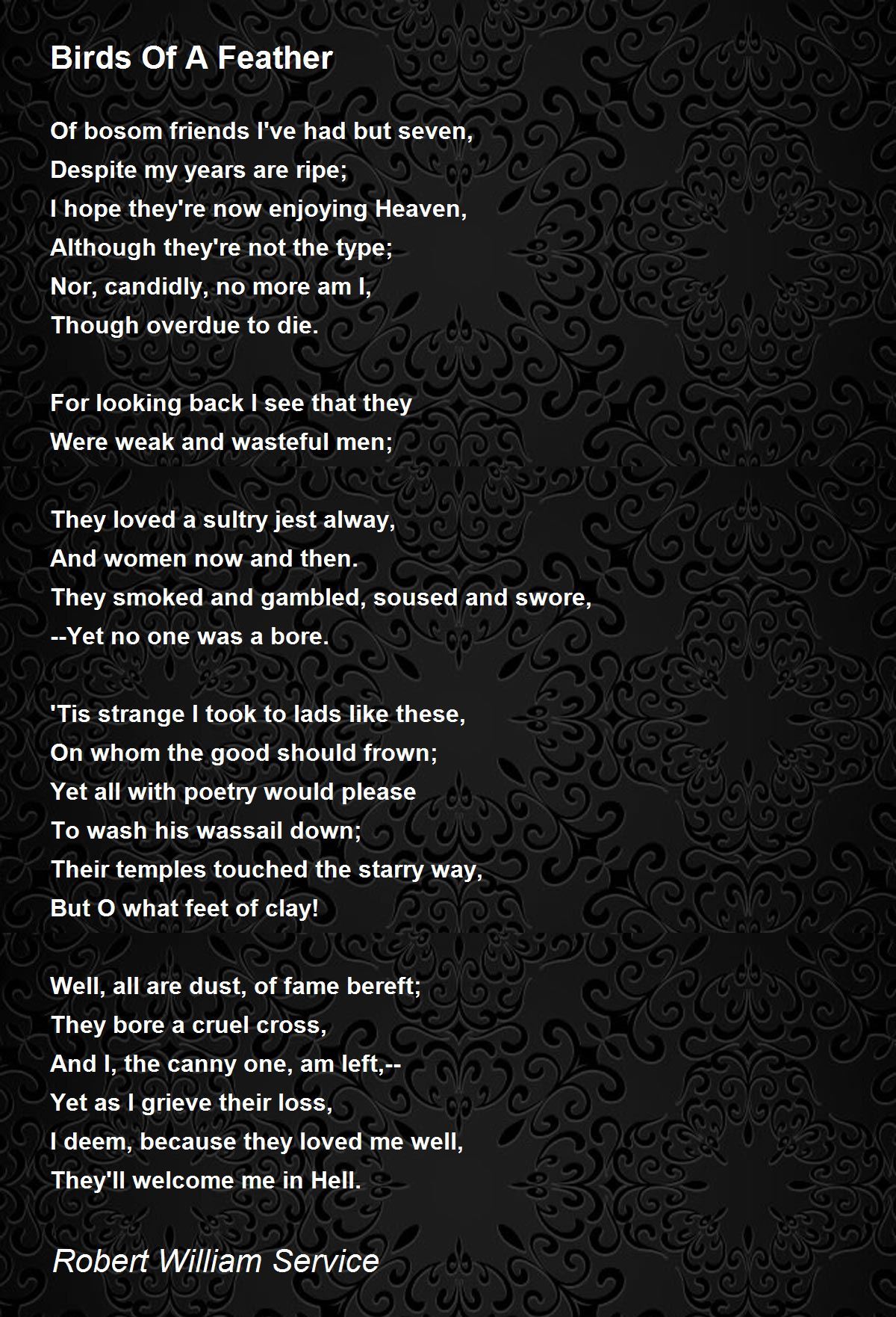 Birds Of A Feather Poem by Robert William Service - Poem 