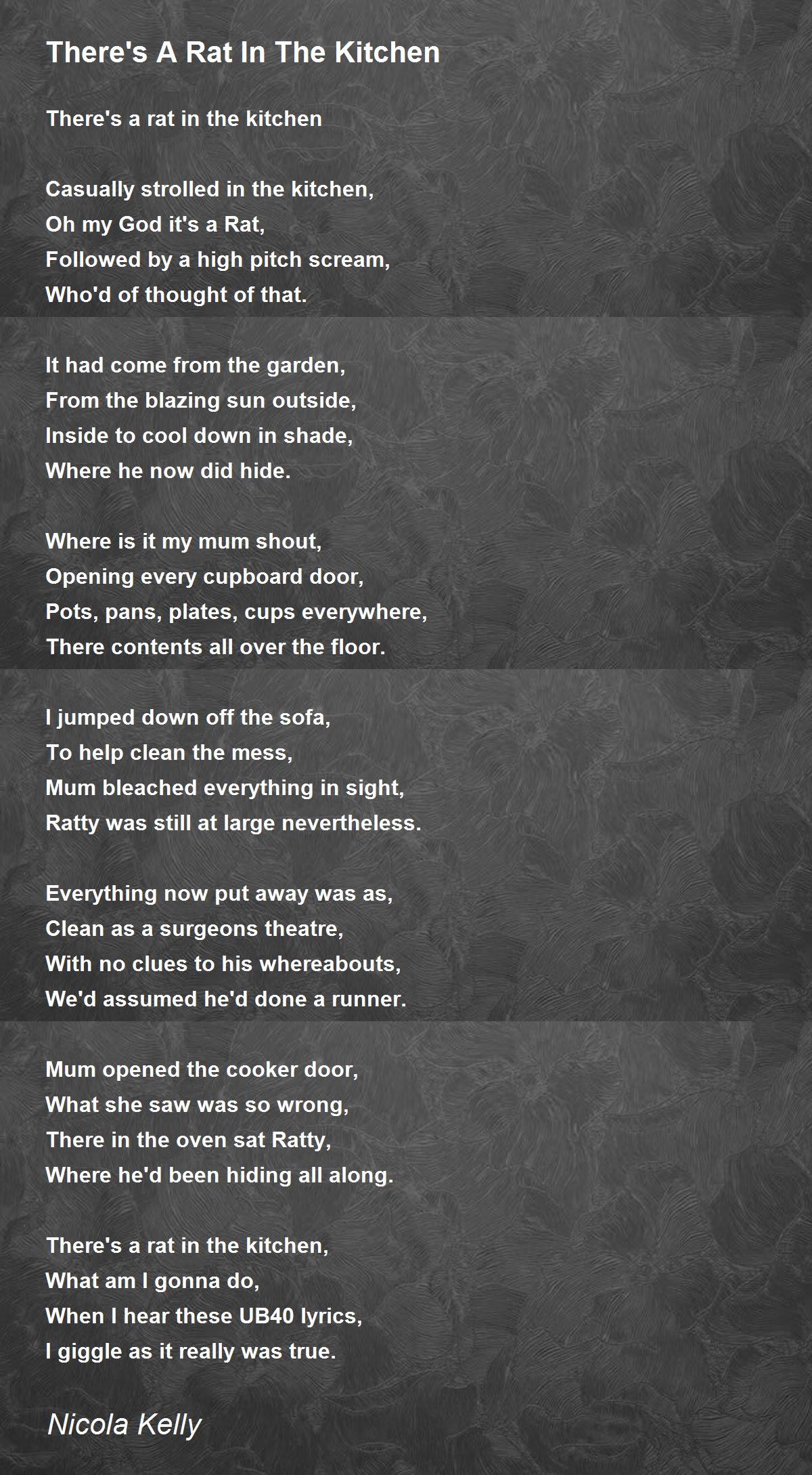 There S A Rat In The Kitchen By Nicola Kelly There S A Rat In The Kitchen Poem
