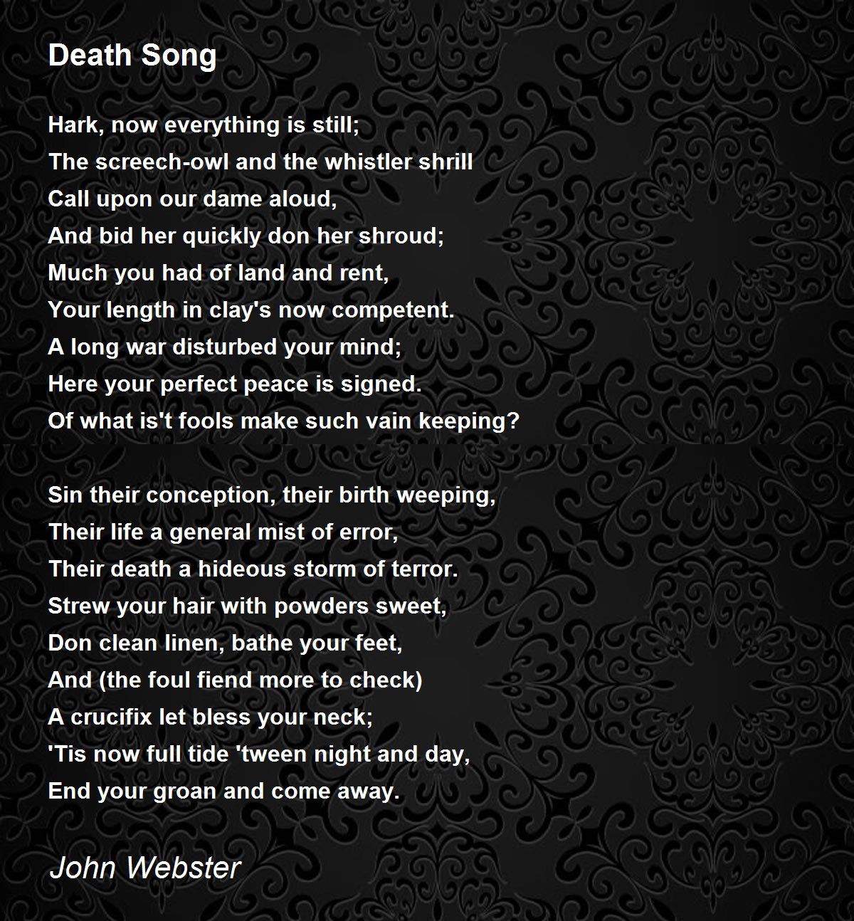 Death Song Death Song Poem by John ster