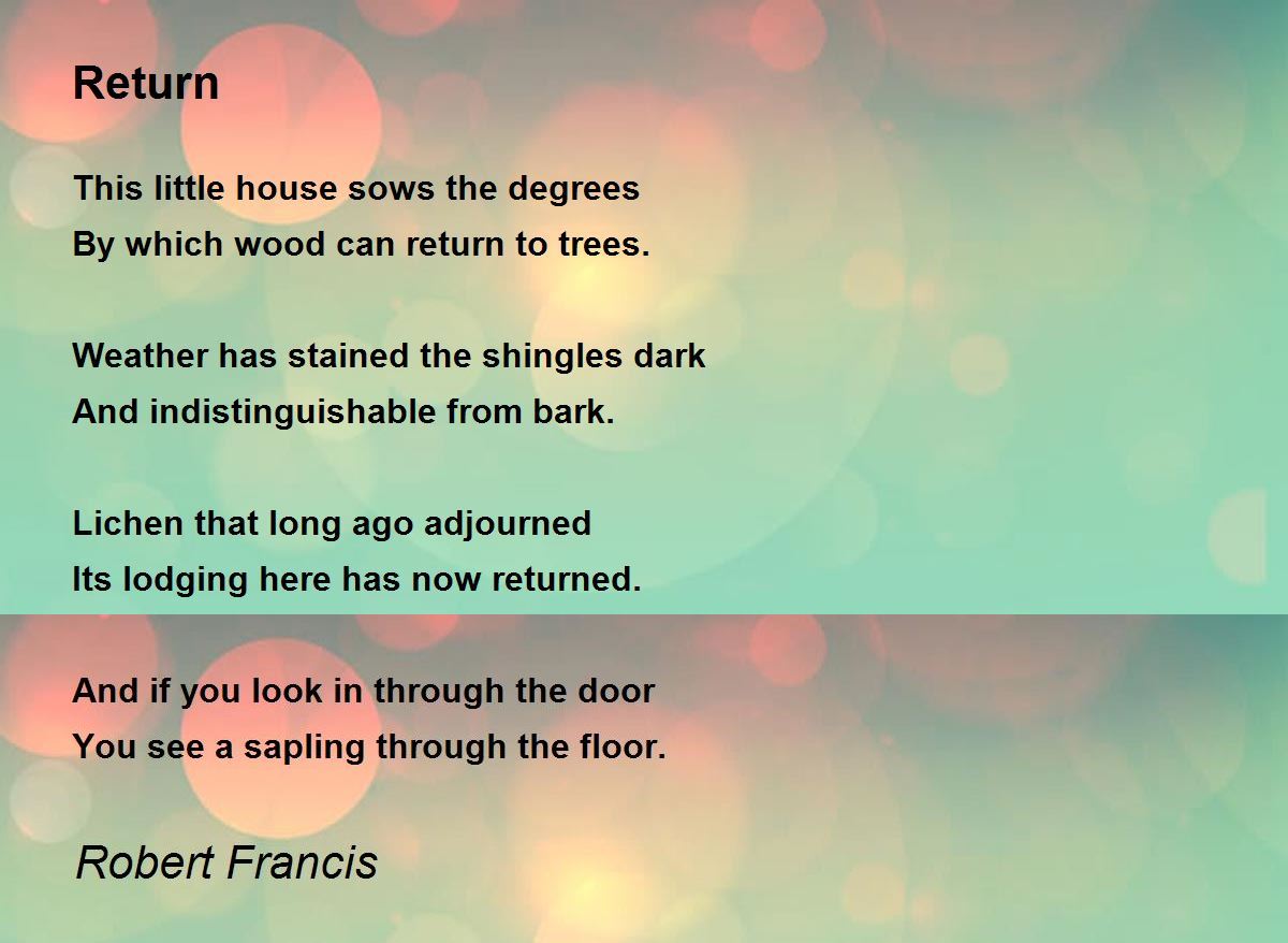 Return Return Poem by Robert Francis