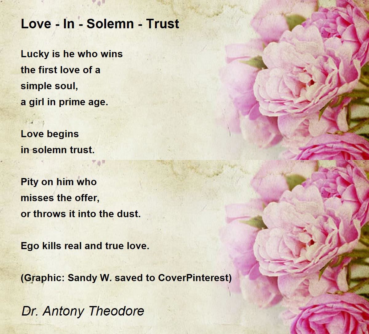 Love In Solemn Trust Poem by Dr. Antony Theodore Poem Hunter