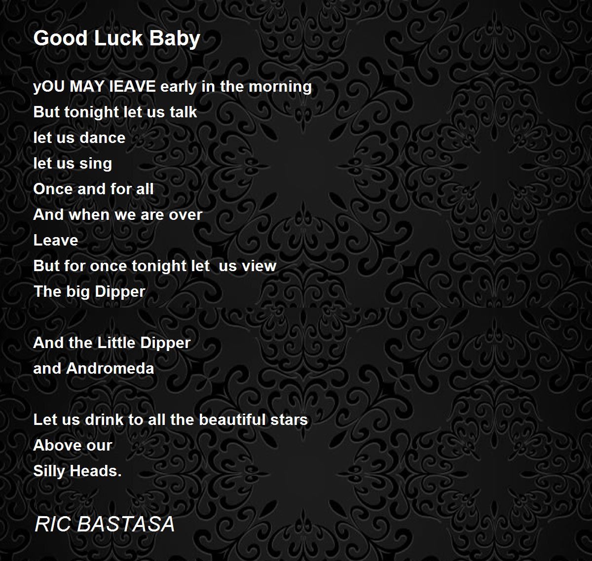 Good Luck Baby by RIC BASTASA Good Luck Baby Poem