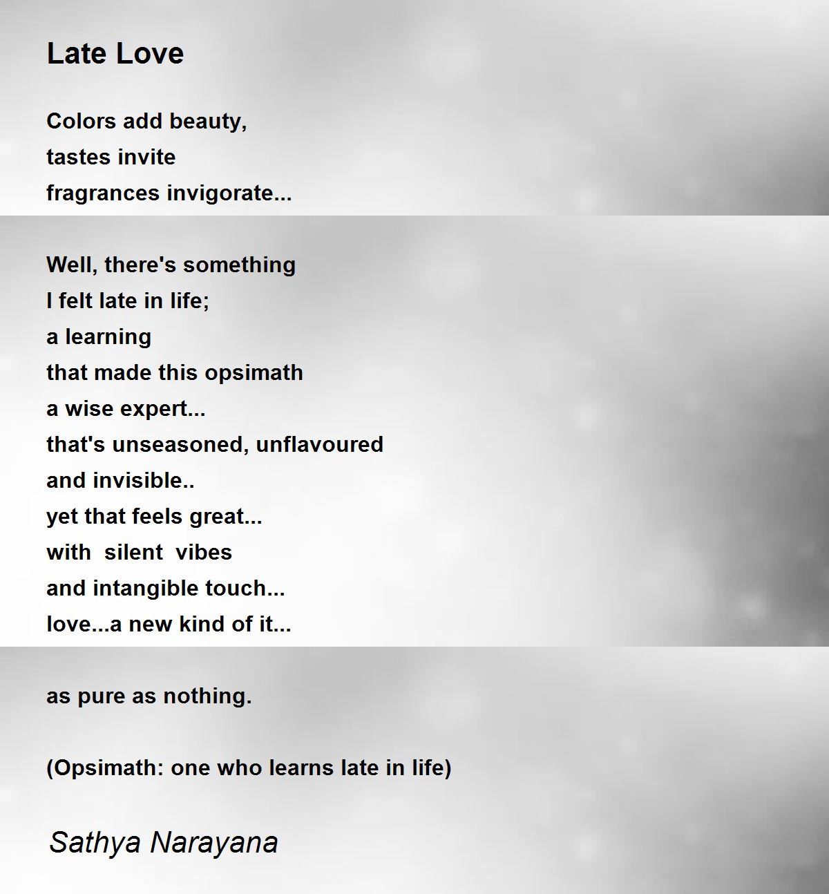 late love poem analysis essay