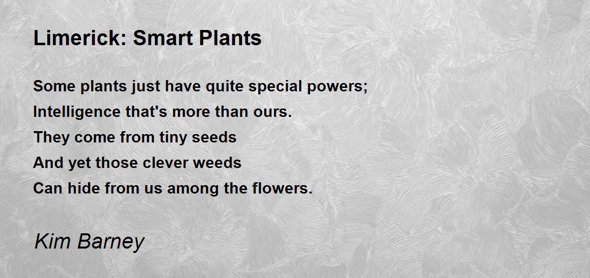 Limerick Smart Plants Limerick Smart Plants Poem by Kim Barney