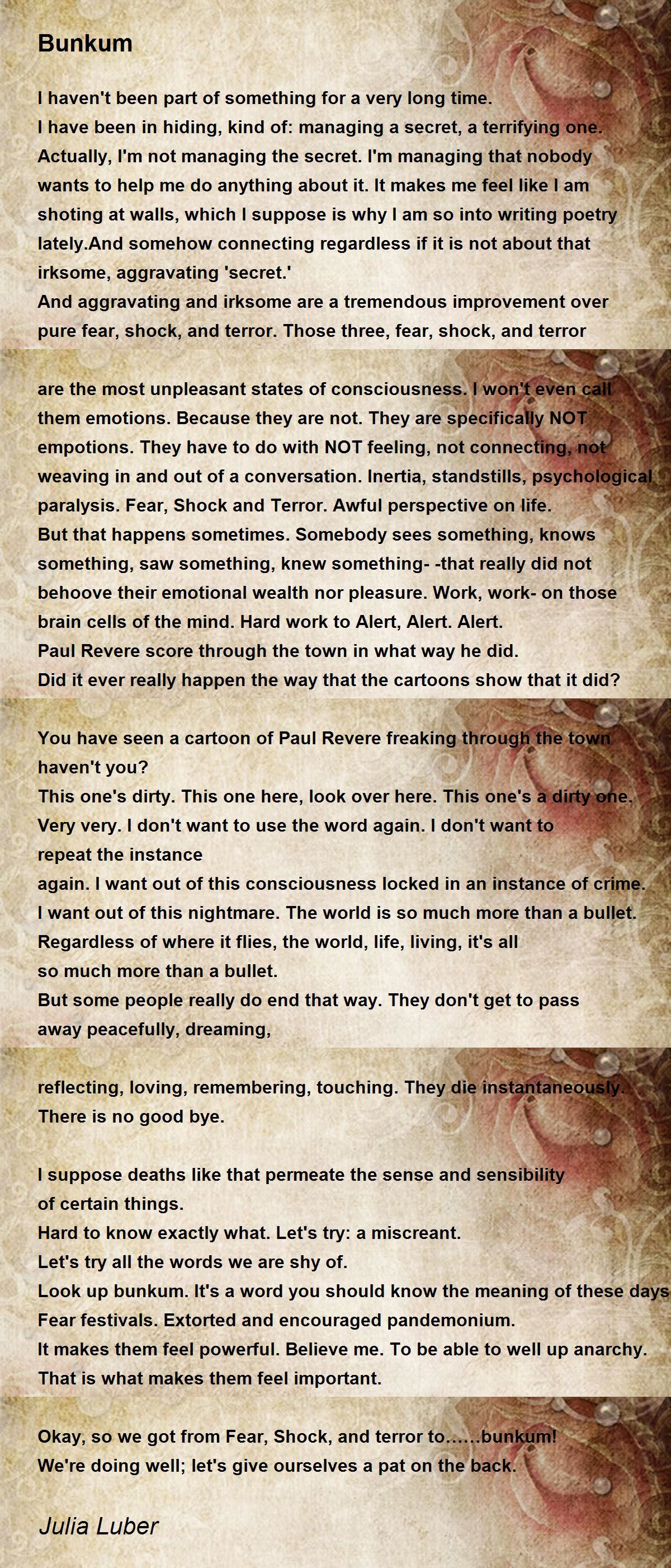 Bunkum Bunkum Poem by Julia Luber