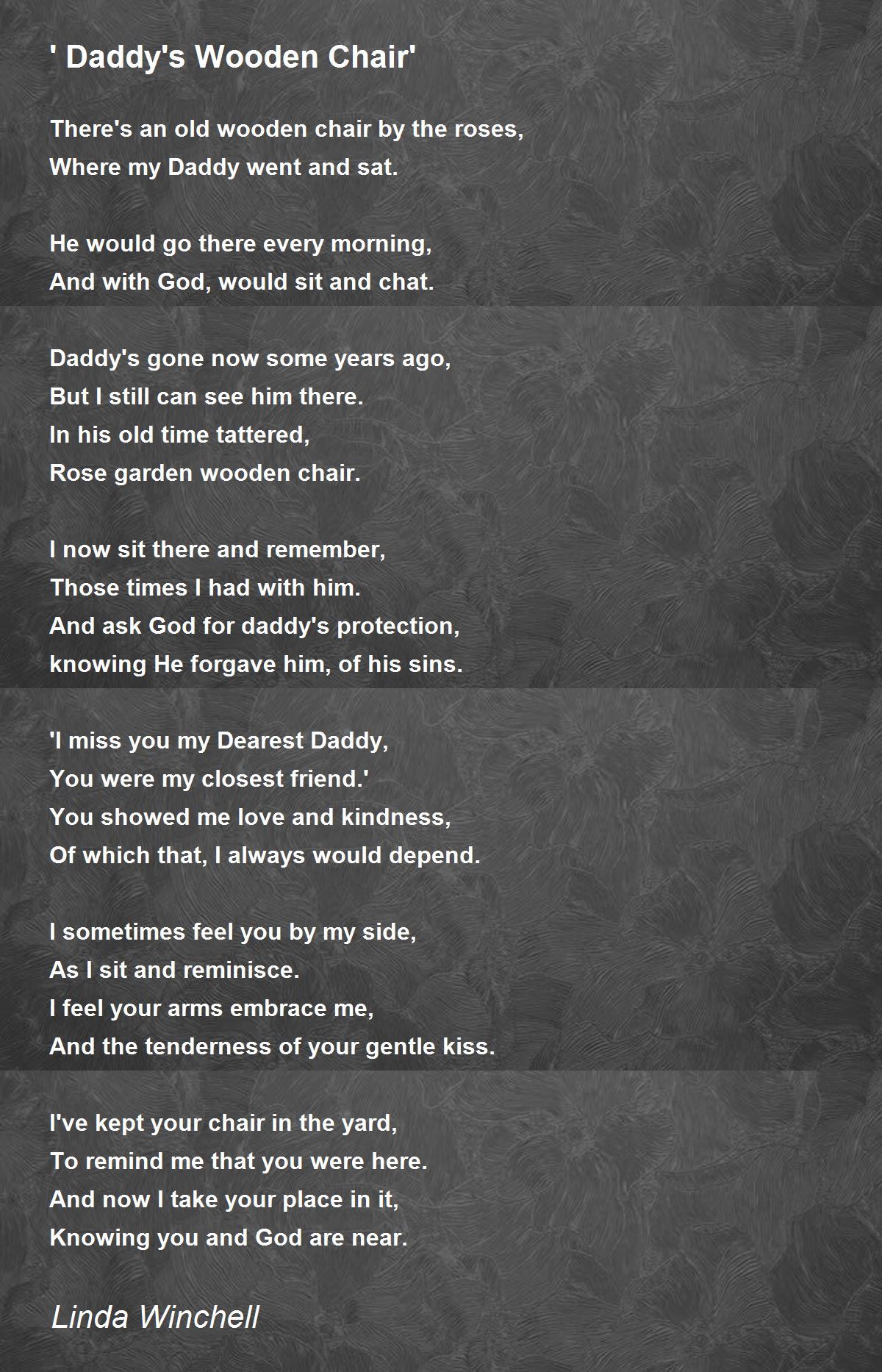 ' Daddy's Wooden Chair' Poem by Linda Winchell Poem Hunter
