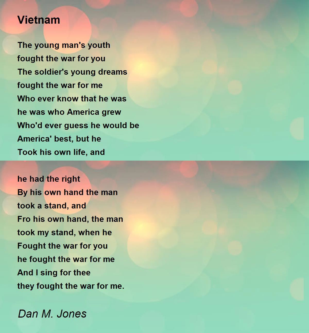 Vietnam Vietnam Poem by Dan M. Jones
