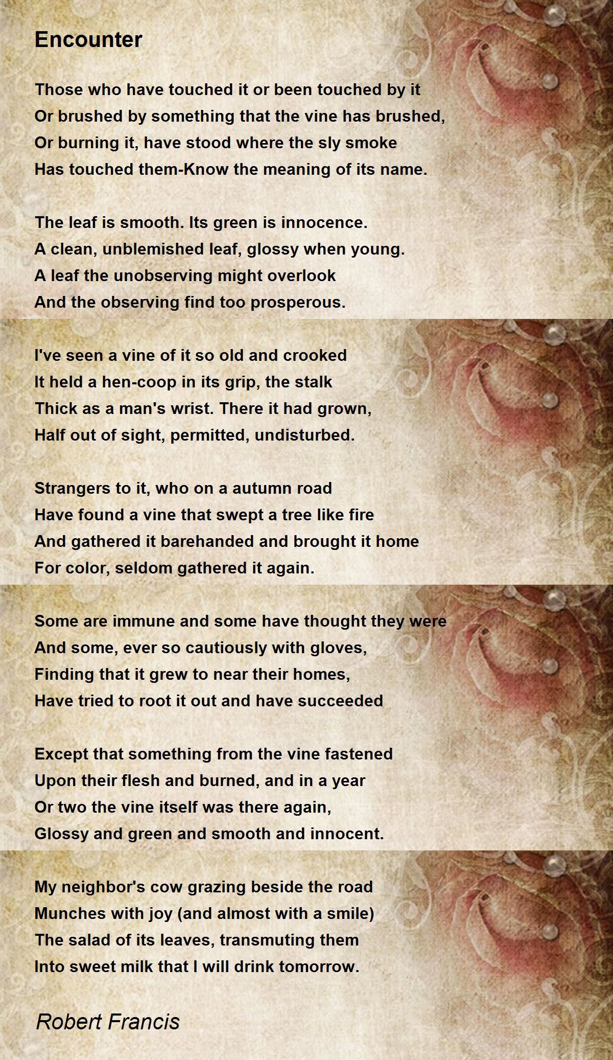 Encounter Encounter Poem by Robert Francis