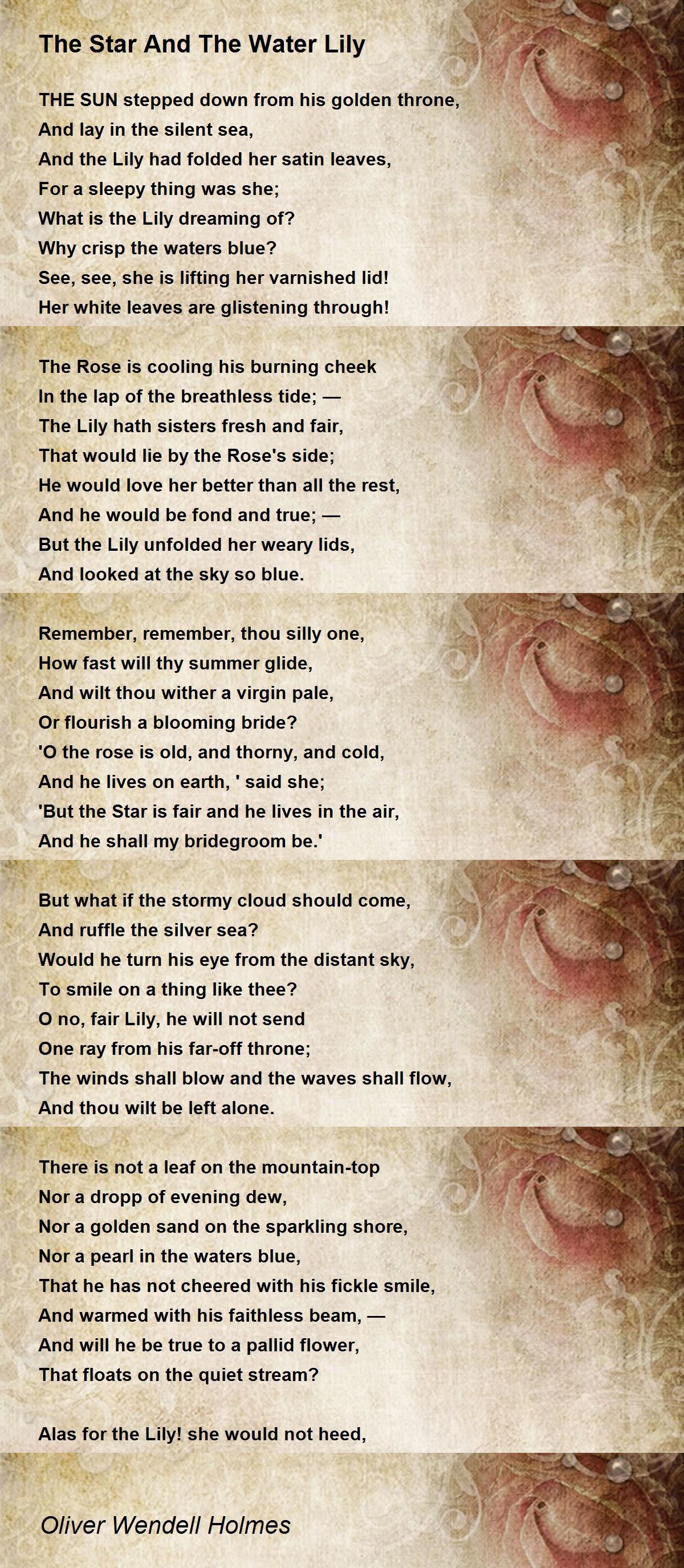 The Star And The Water Lily The Star And The Water Lily Poem by