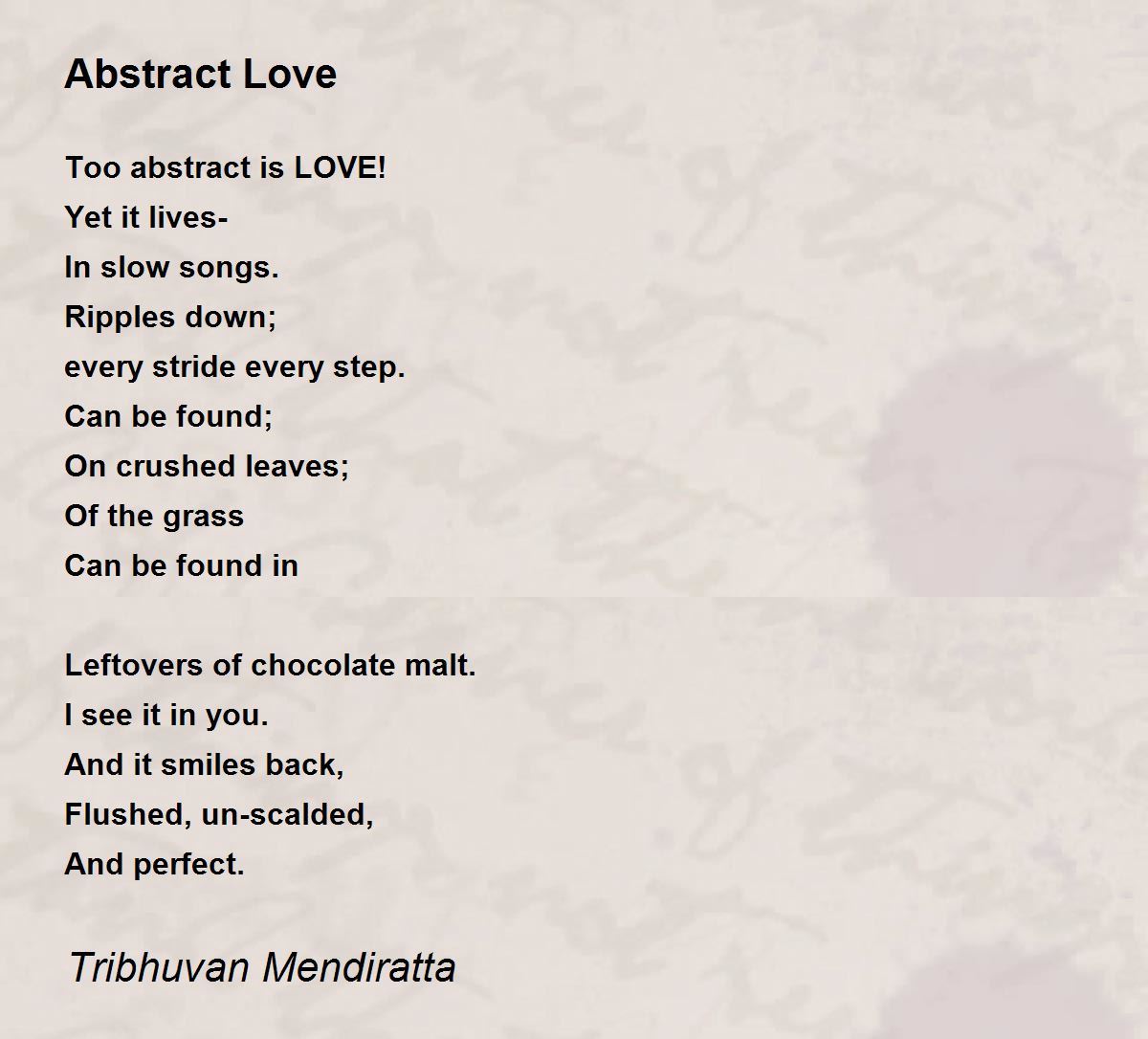 Abstract Love Abstract Love Poem by Tribhuvan Mendiratta
