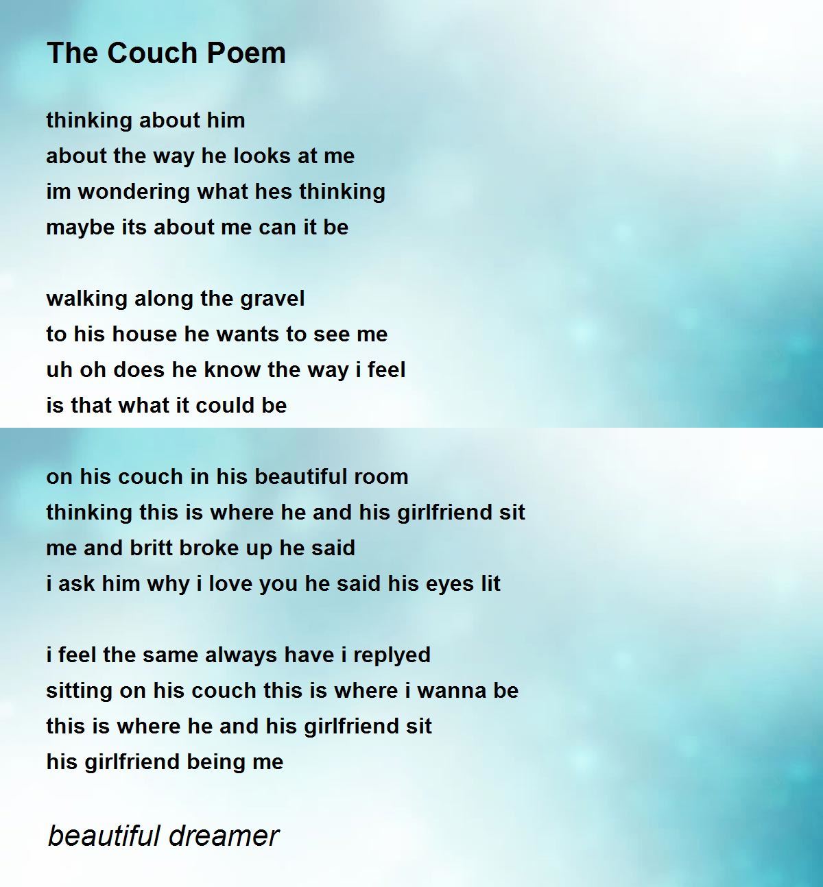The Couch Poem The Couch Poem Poem by beautiful dreamer
