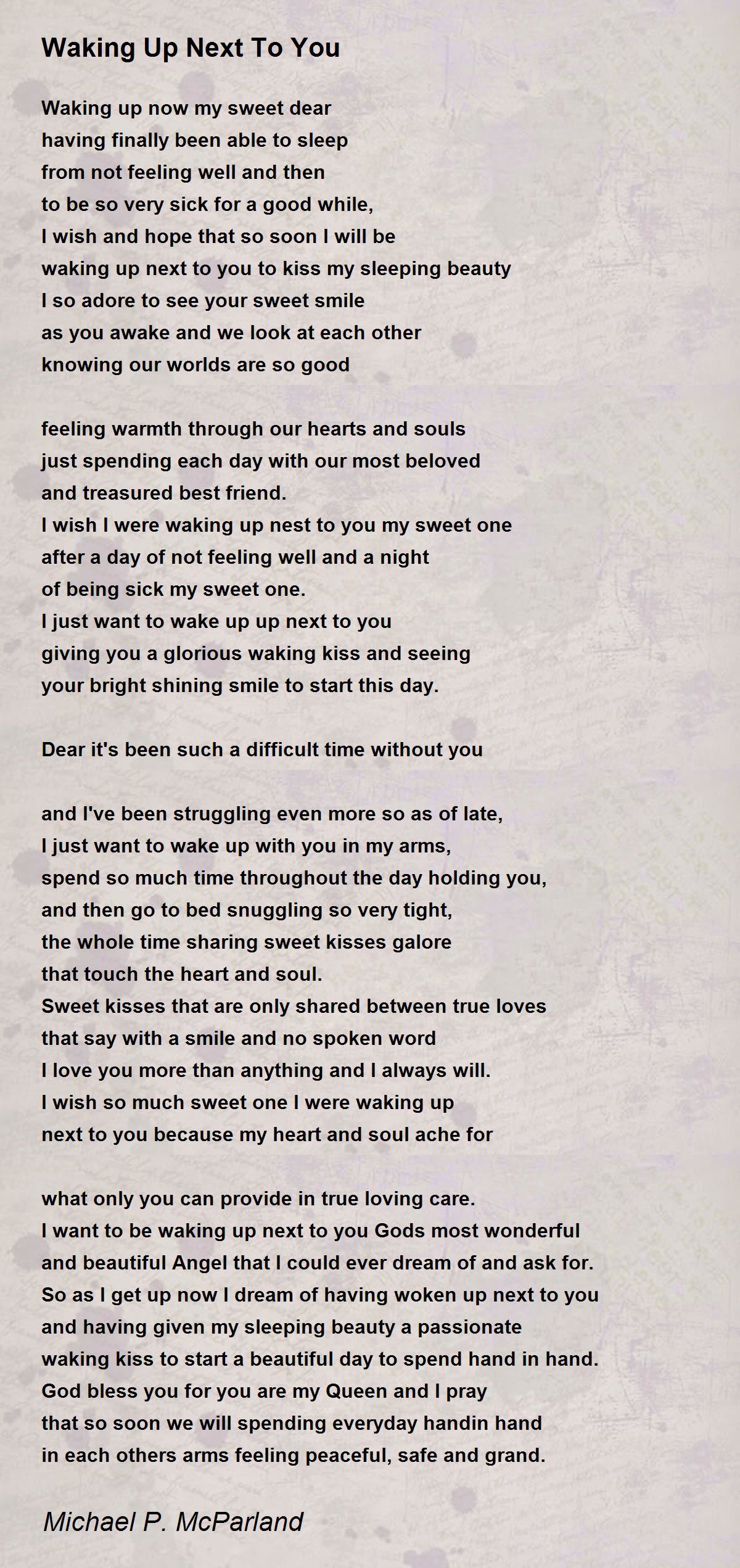 Waking Up Next To You Poem by Michael P. McParland Poem Hunter