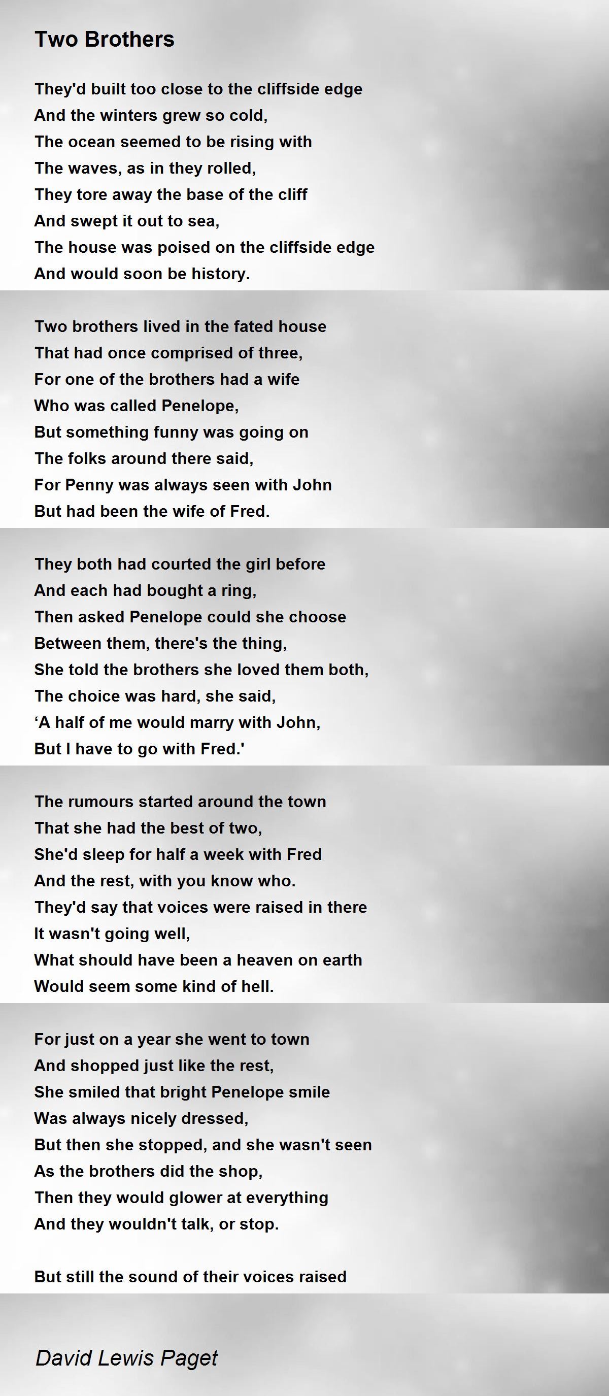 Two Brothers Two Brothers Poem by David Lewis Paget