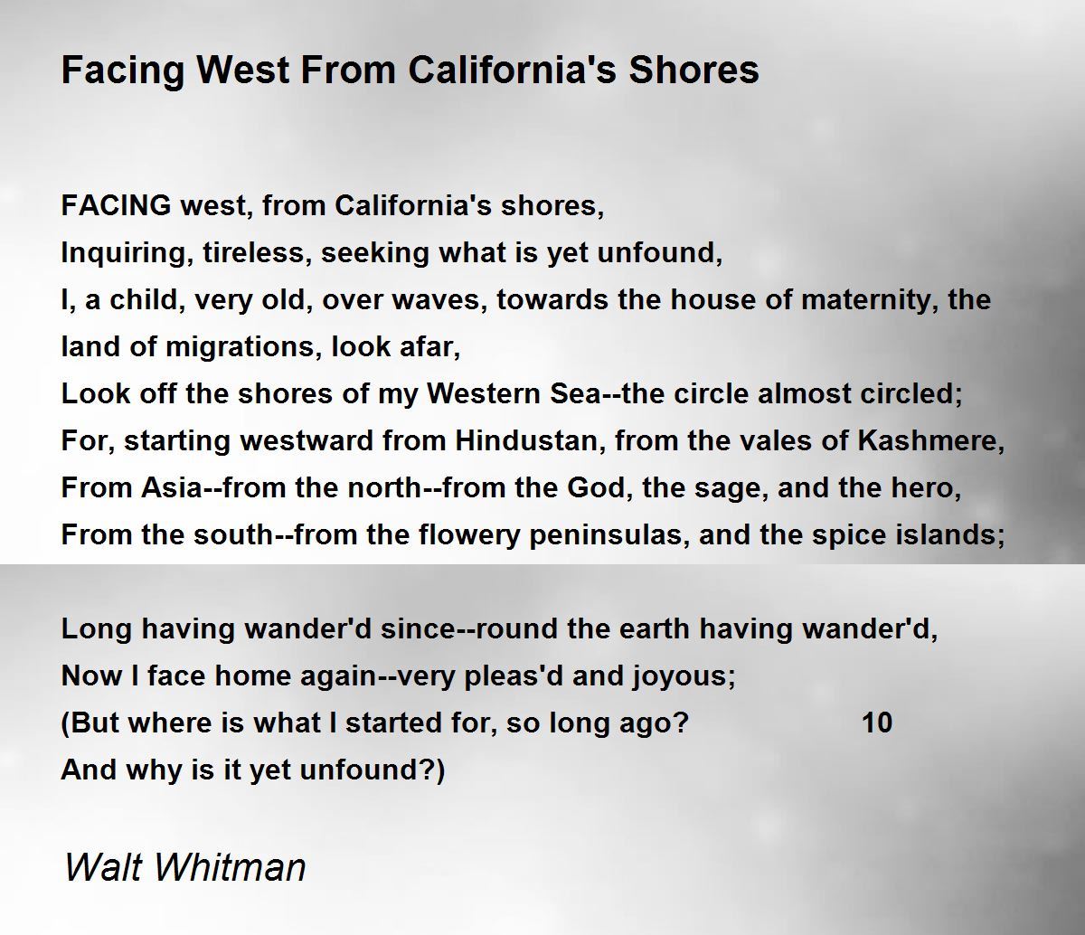 Facing West From California's Shores Facing West From California's