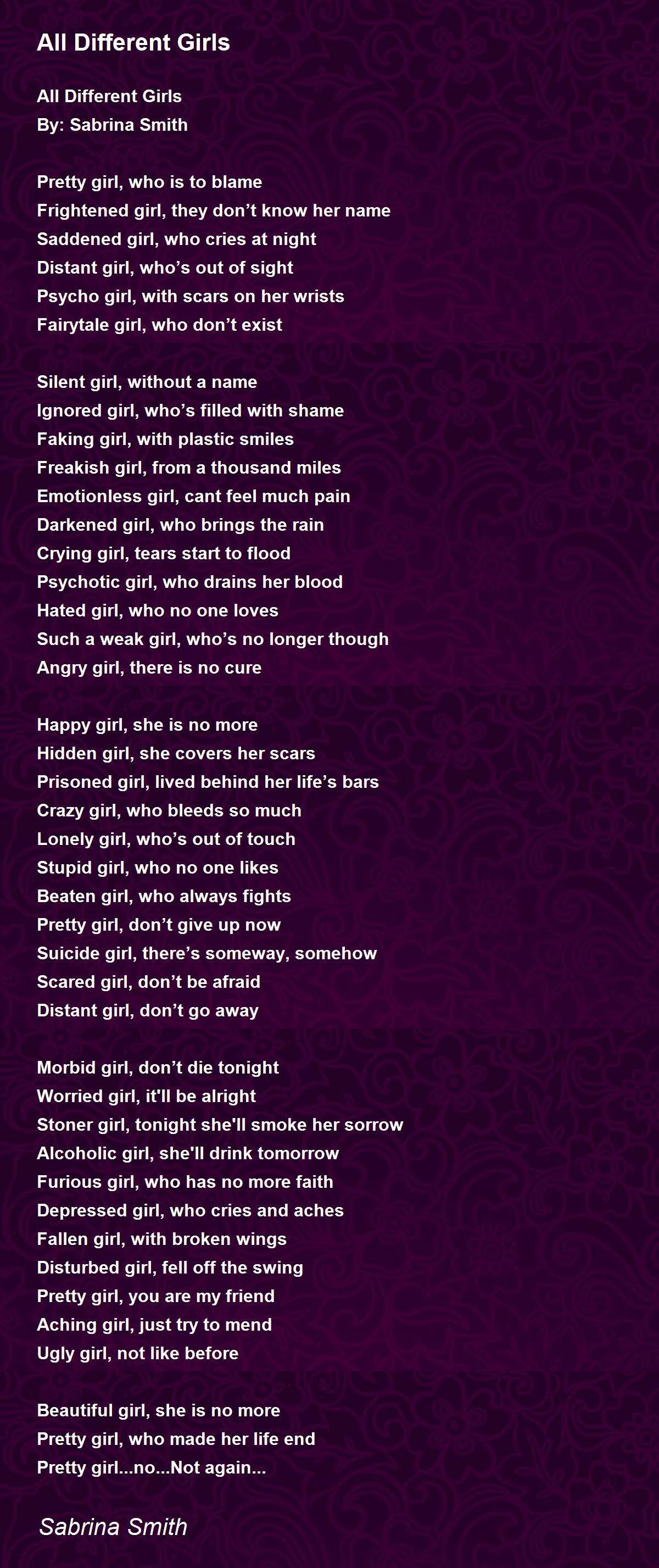 All Different Girls All Different Girls Poem by Sabrina Smith