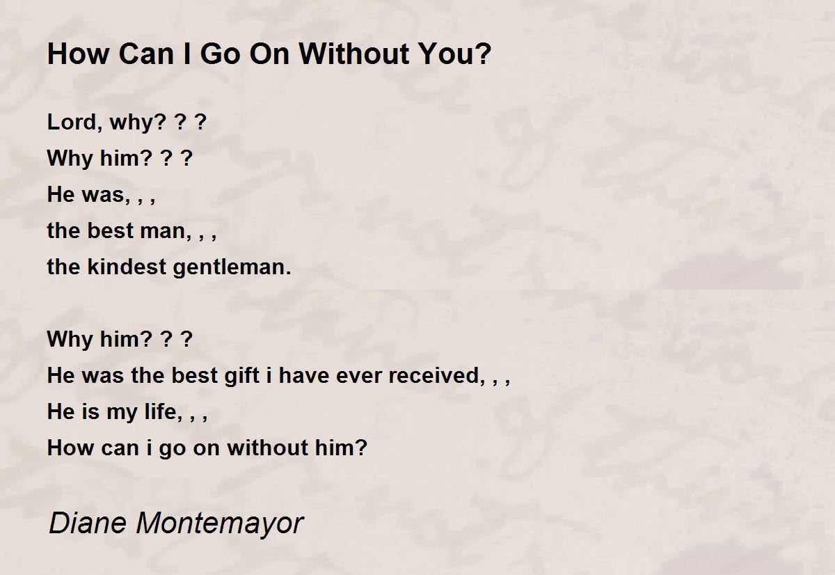 How Can I Go On Without You? Poem by Diane Montemayor - Poem Hunter