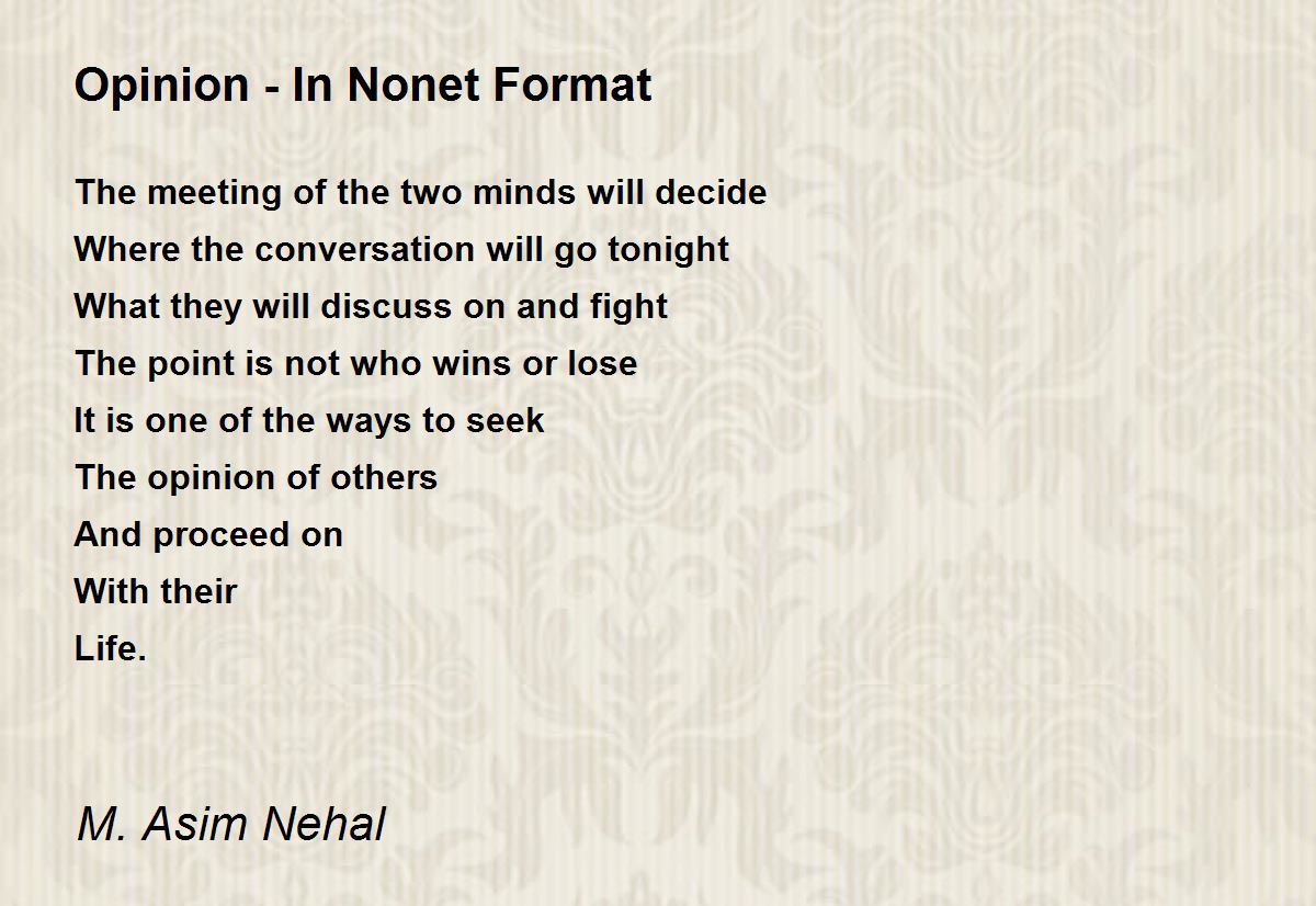 Opinion In Format by Dr. M. Asim Nehal Opinion In
