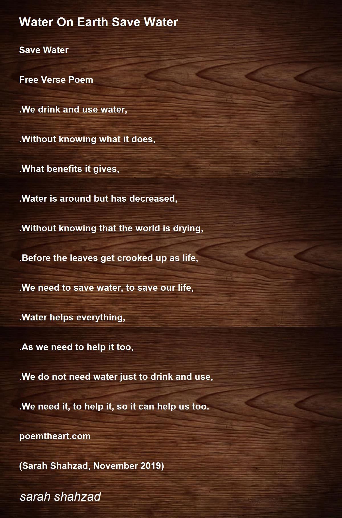 Short Poem On Water Conservation In English