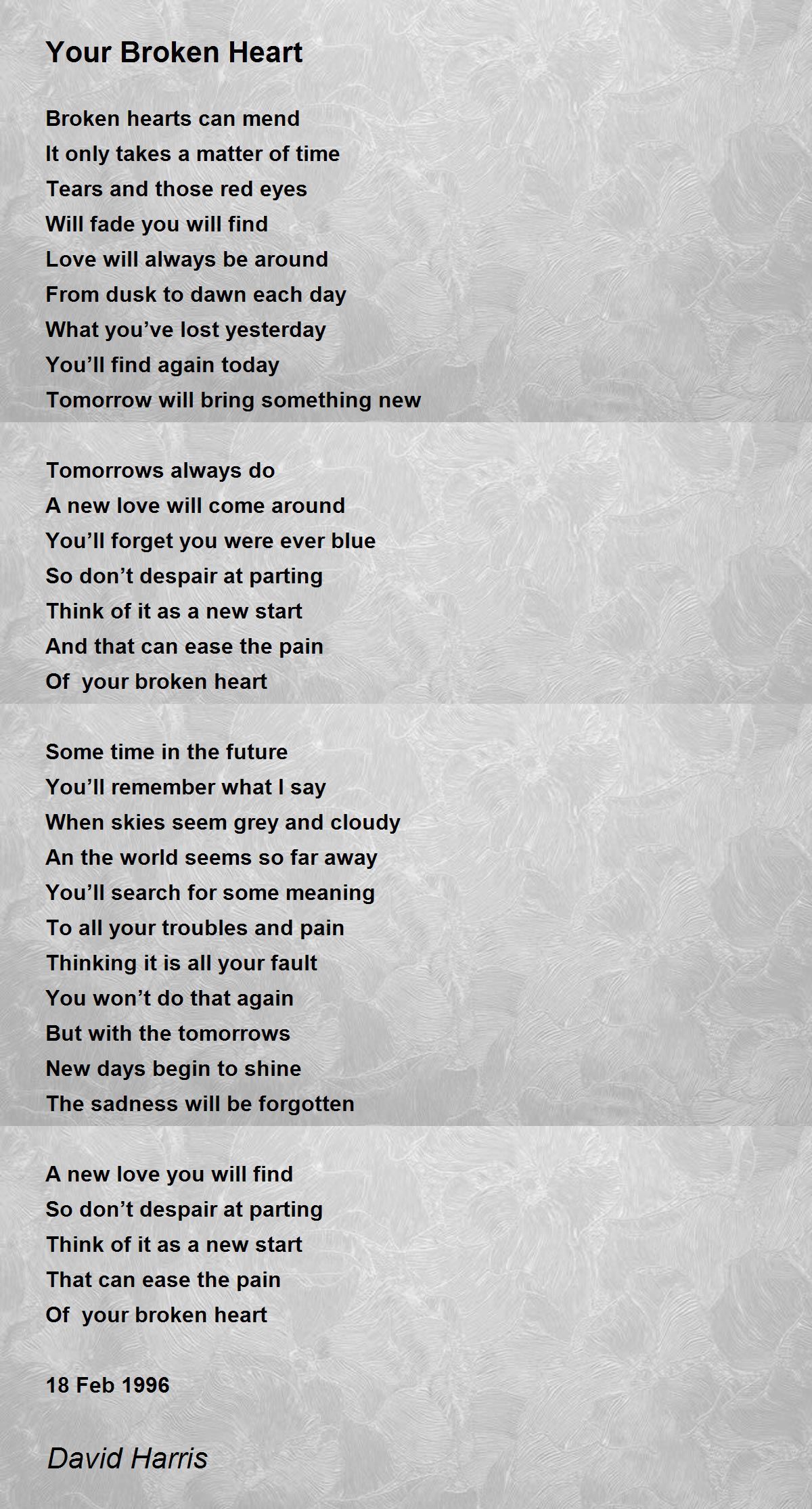 Your Broken Heart Your Broken Heart Poem by David Harris