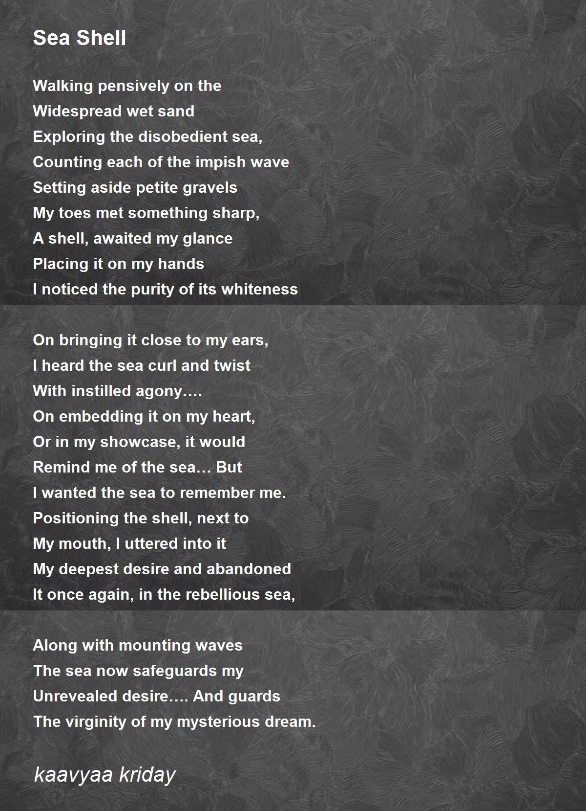 Sea Shell Sea Shell Poem by kaavyaa kriday