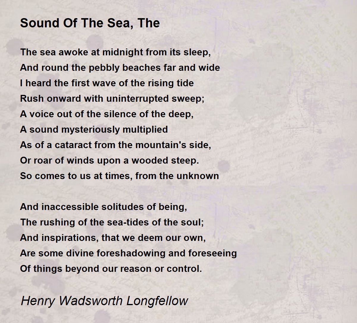 Sound Of The Sea The Poem By Henry Wadsworth Longfellow Poem Hunter
