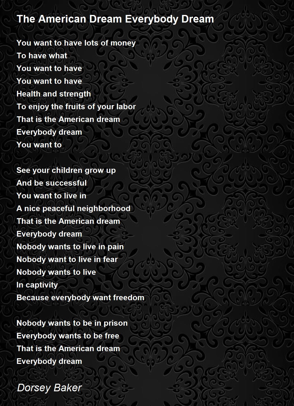 The American Dream Everybody Dream by Dorsey Baker The American Dream
