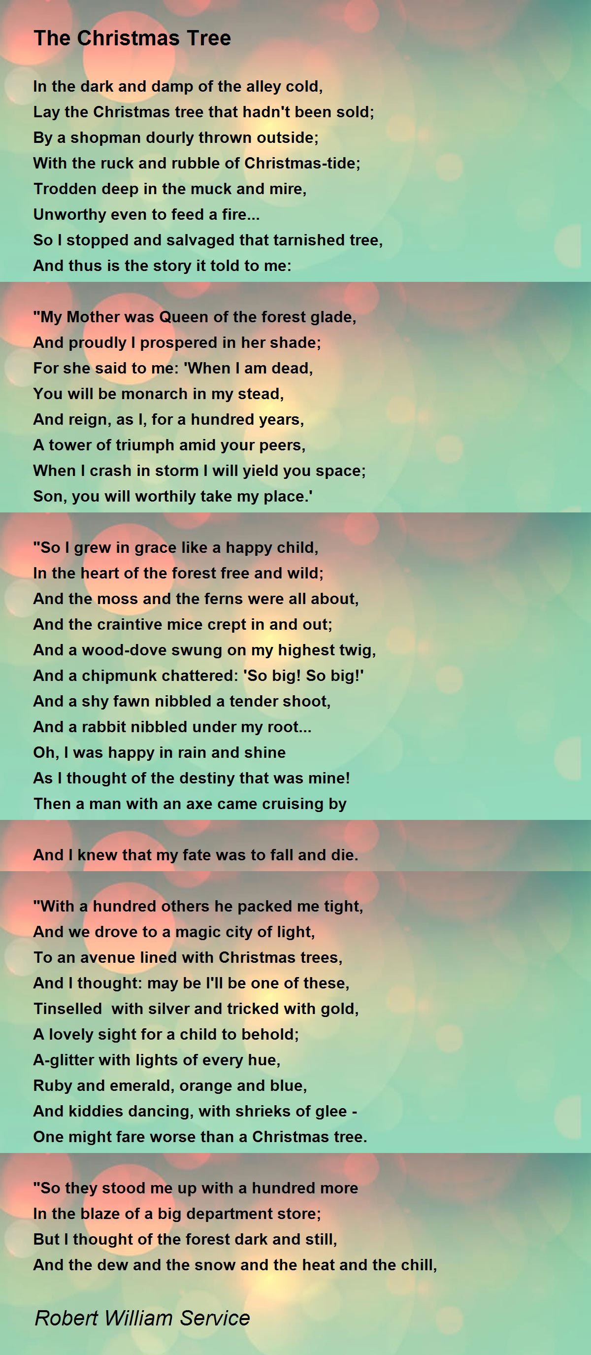 The Christmas Tree Poem by Robert William Service Poem Hunter