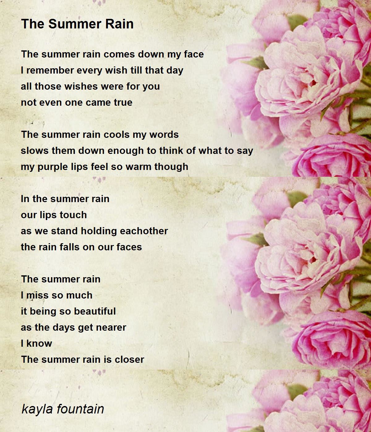 The Summer Rain The Summer Rain Poem by kayla fountain