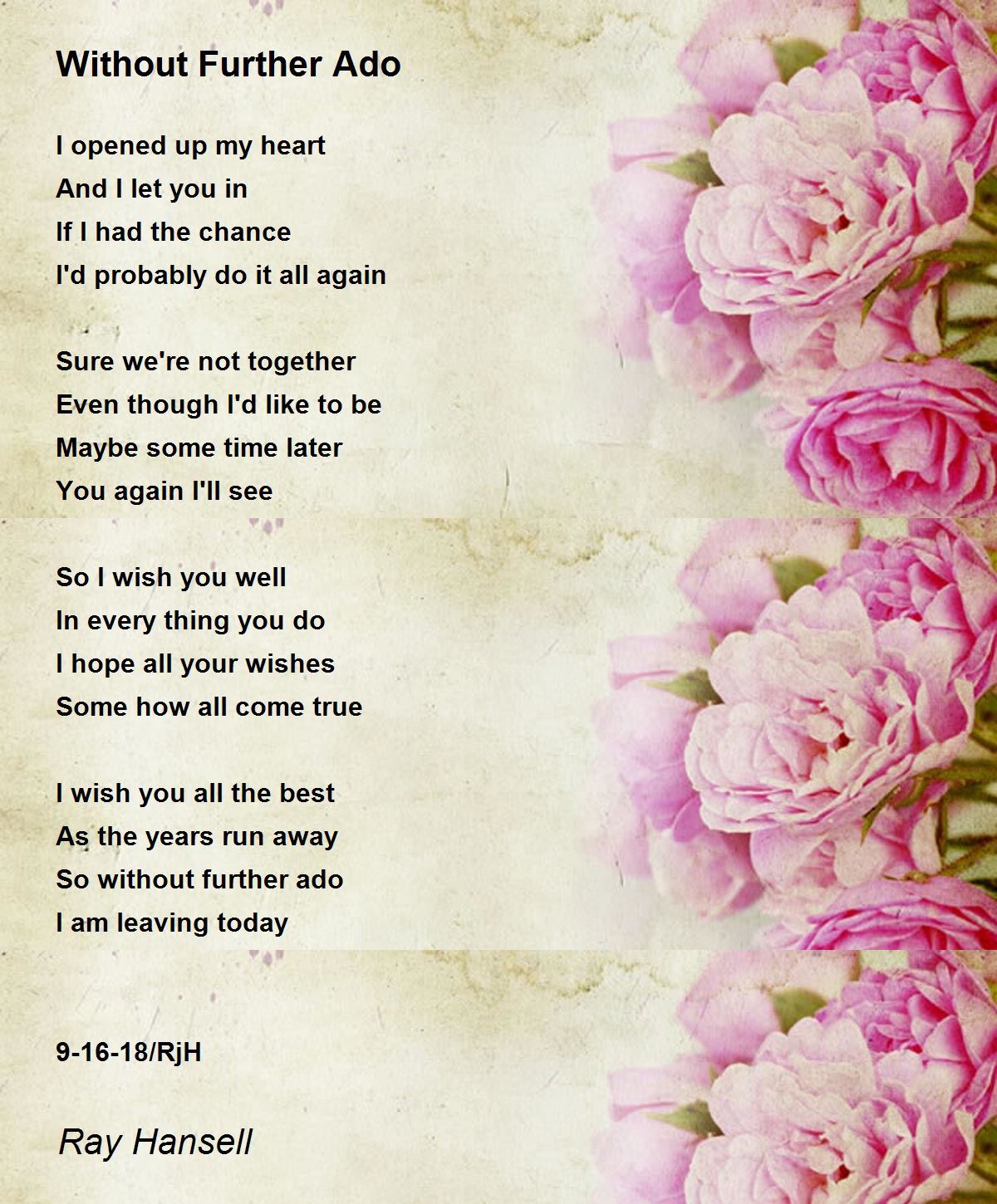 Without Further Ado By Ray Hansell Without Further Ado Poem