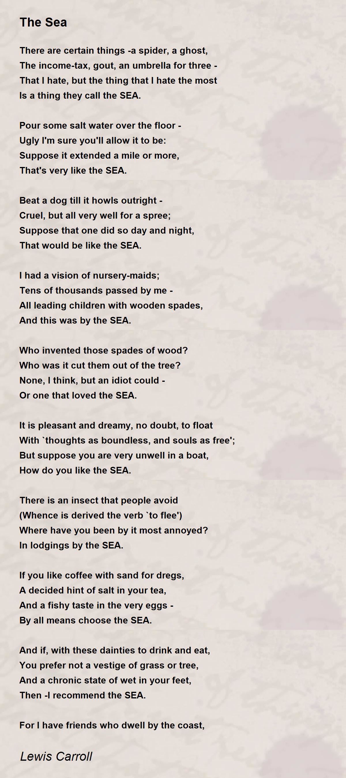 The Sea Poem by Lewis Carroll - Poem Hunter