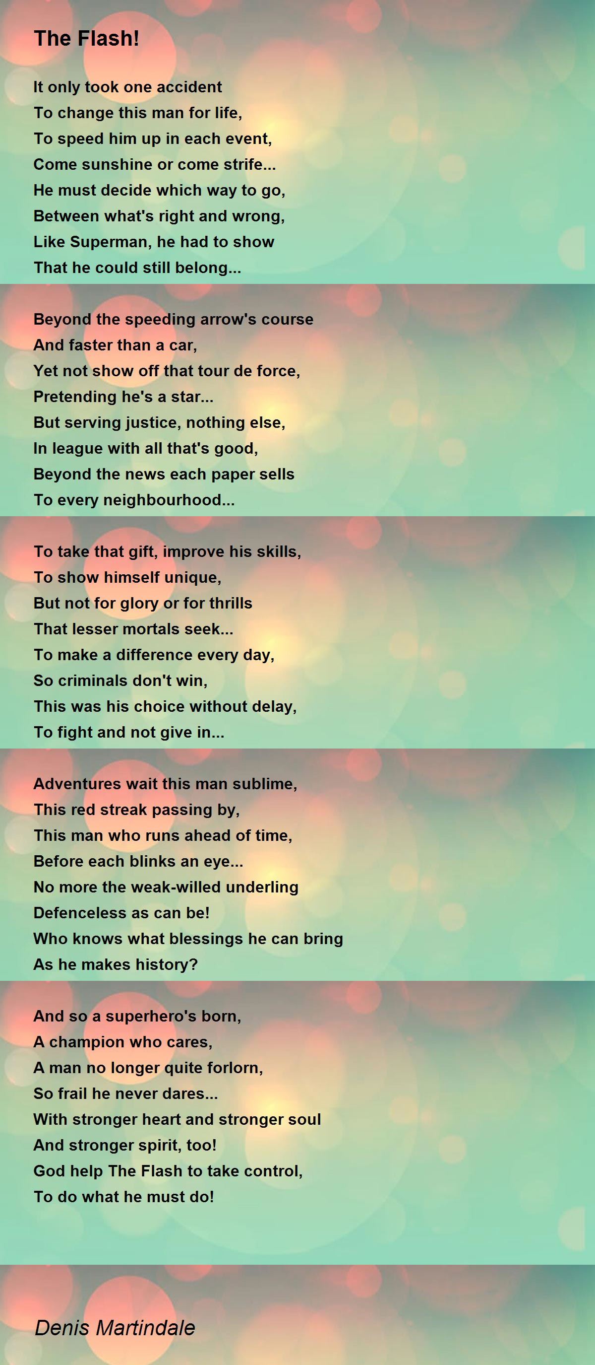 The Flash! Poem by Denis Martindale Poem Hunter