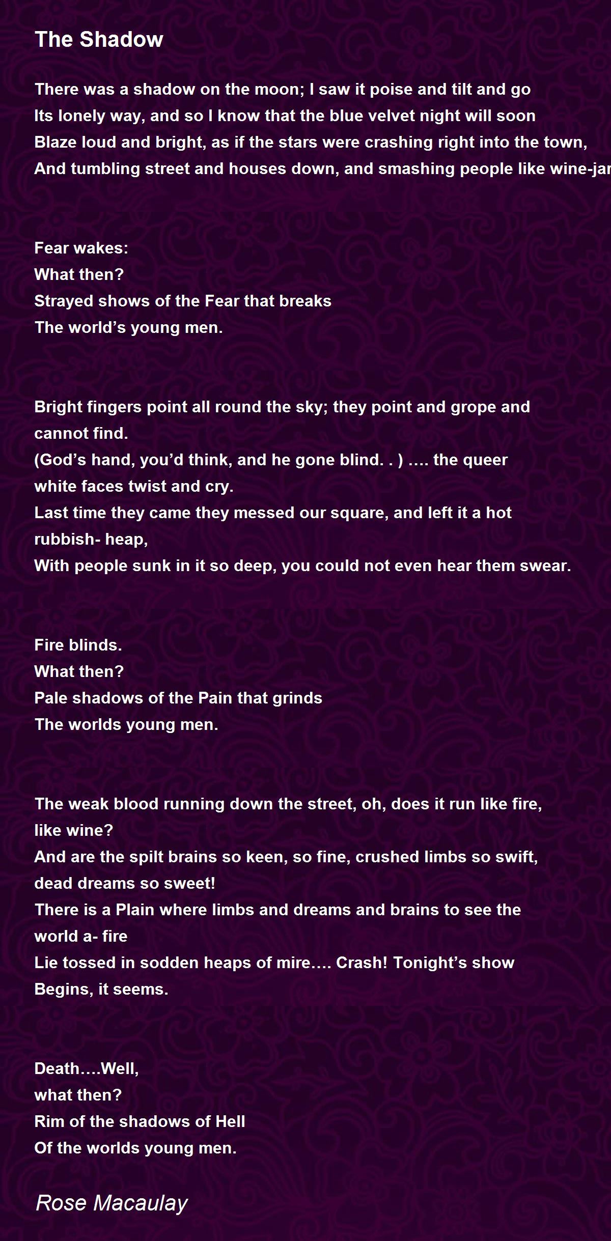 The Shadow The Shadow Poem by Rose Macaulay