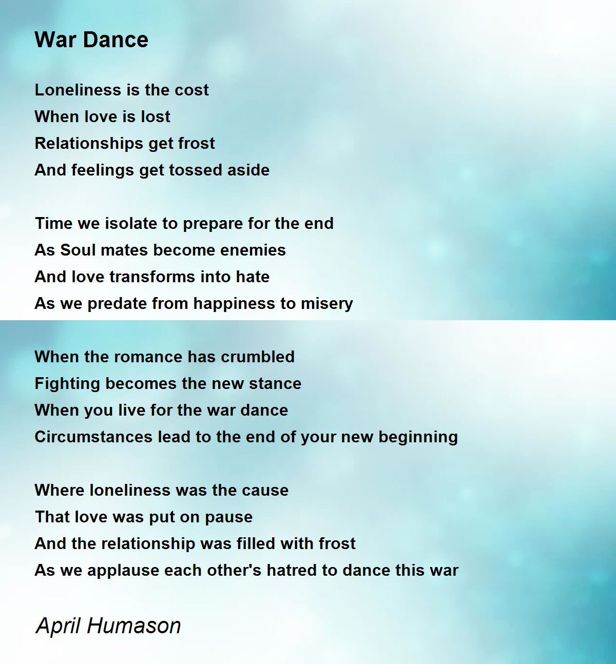 War Dance War Dance Poem by April Humason