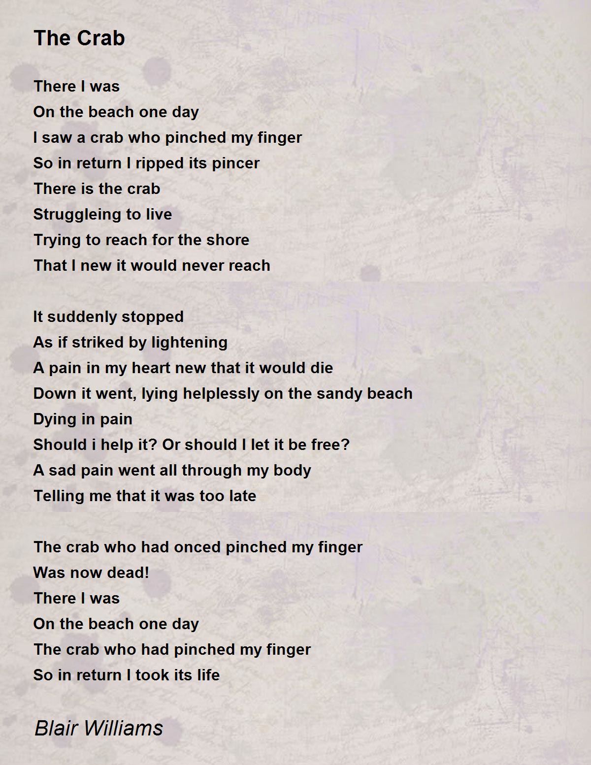 The Crab The Crab Poem by Blair Williams