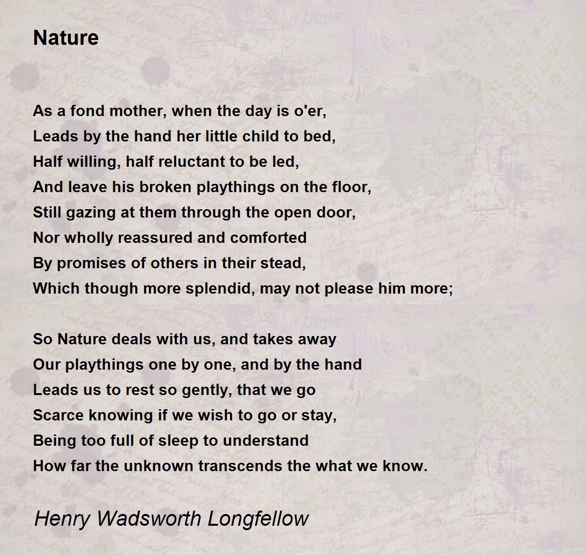 nedsænket tilbagebetaling skive Nature - Nature Poem by Henry Wadsworth Longfellow