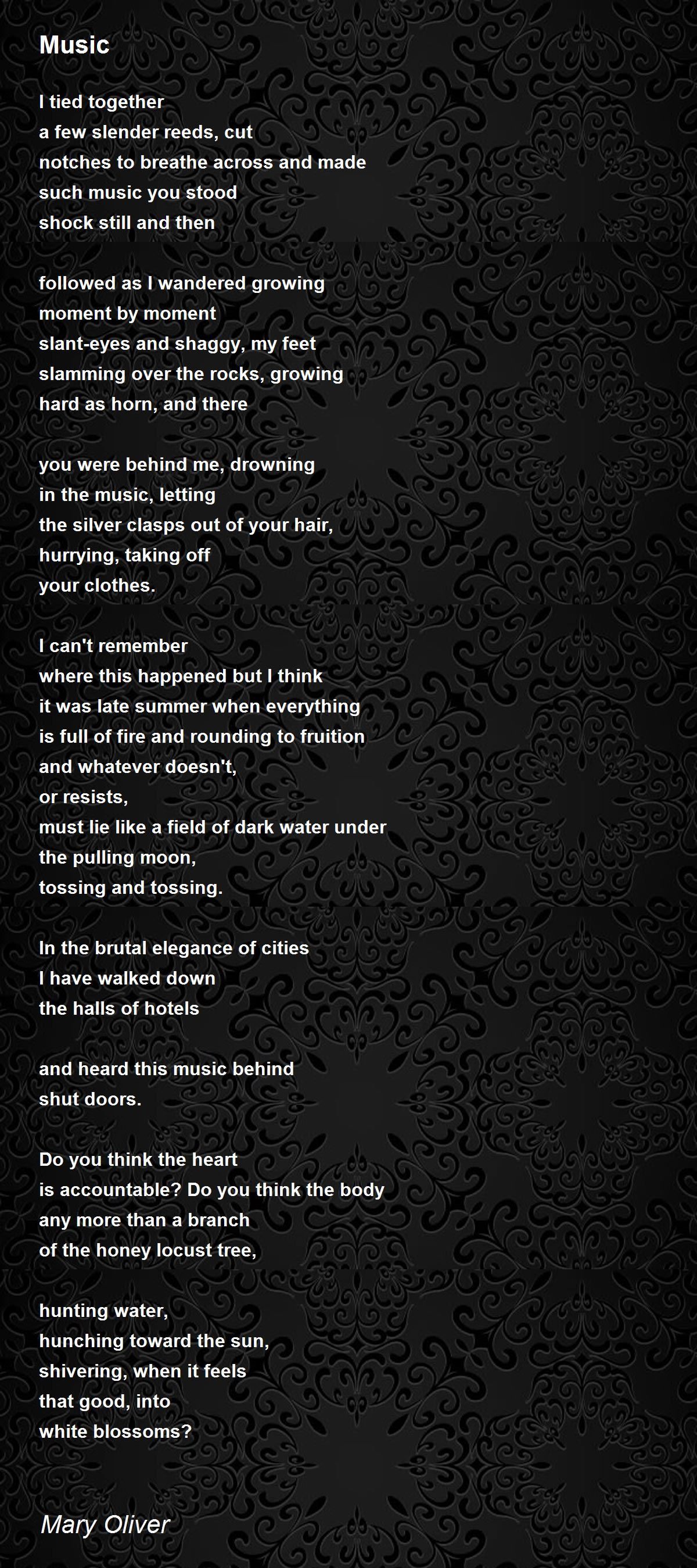 Music Music Poem by Mary Oliver