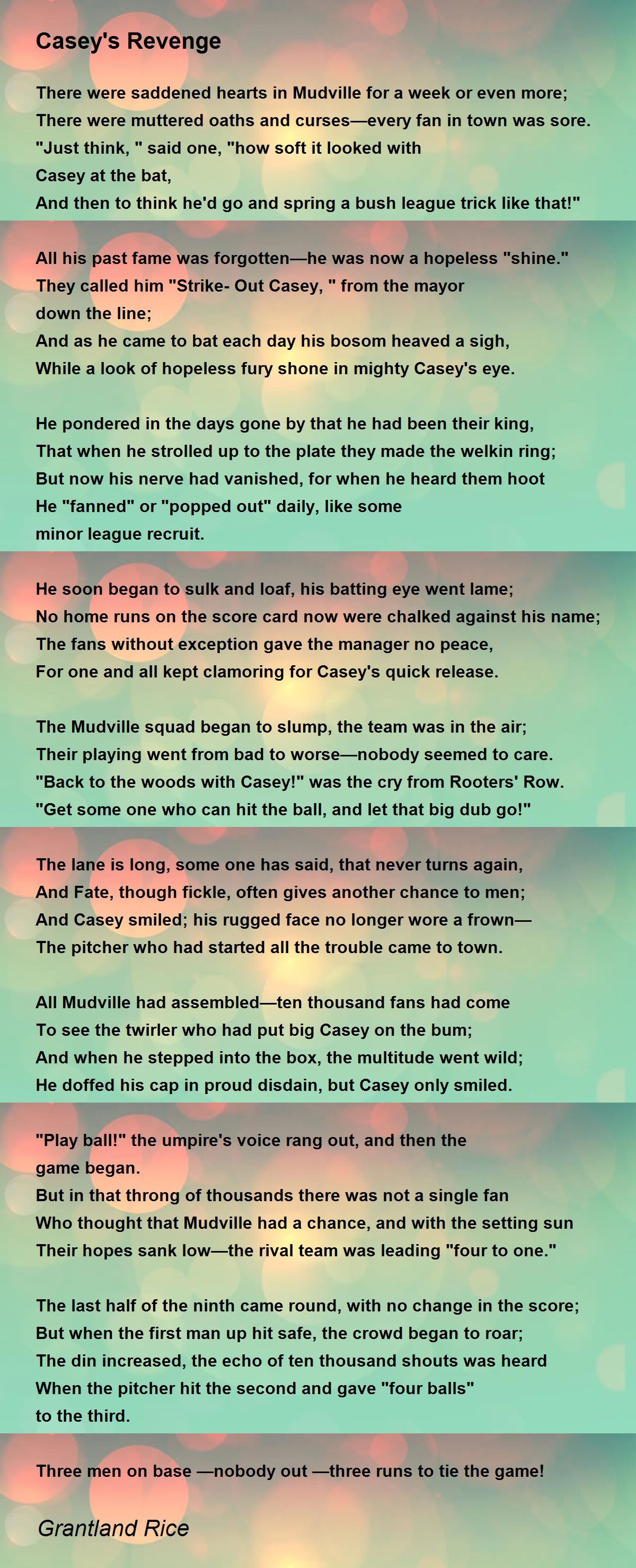 Casey's Revenge - Casey's Revenge Poem by Grantland Rice