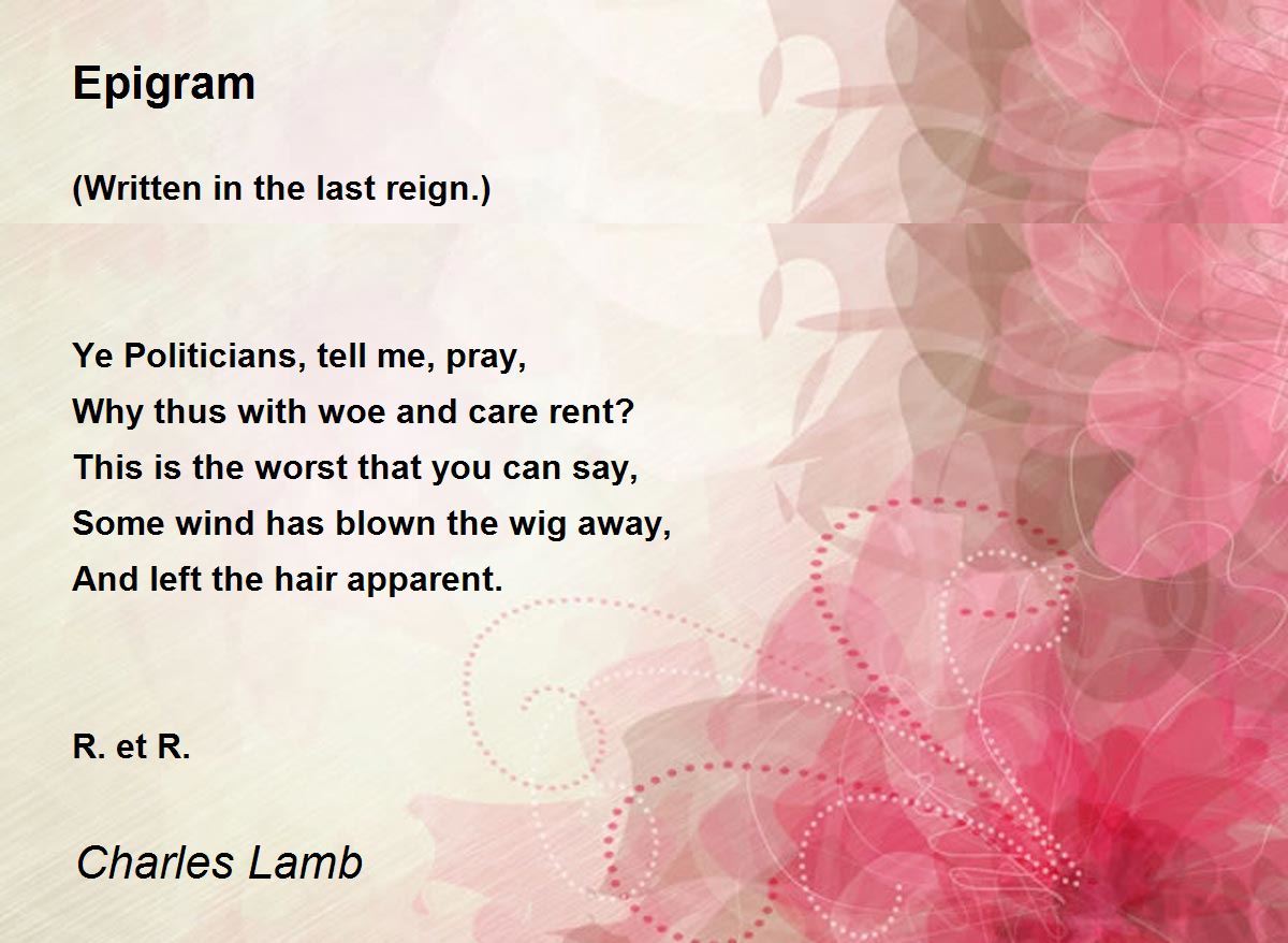 Epigram Poem by Charles Lamb - Poem Hunter