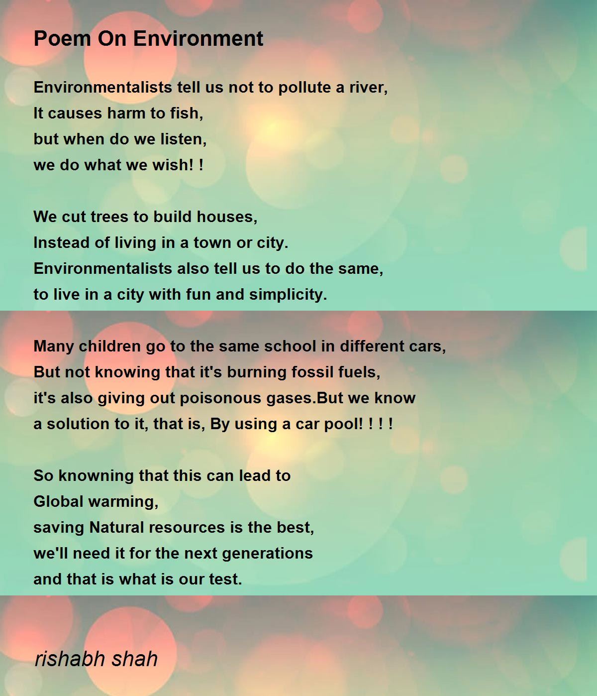 Poem On Environment In English For Class 7
