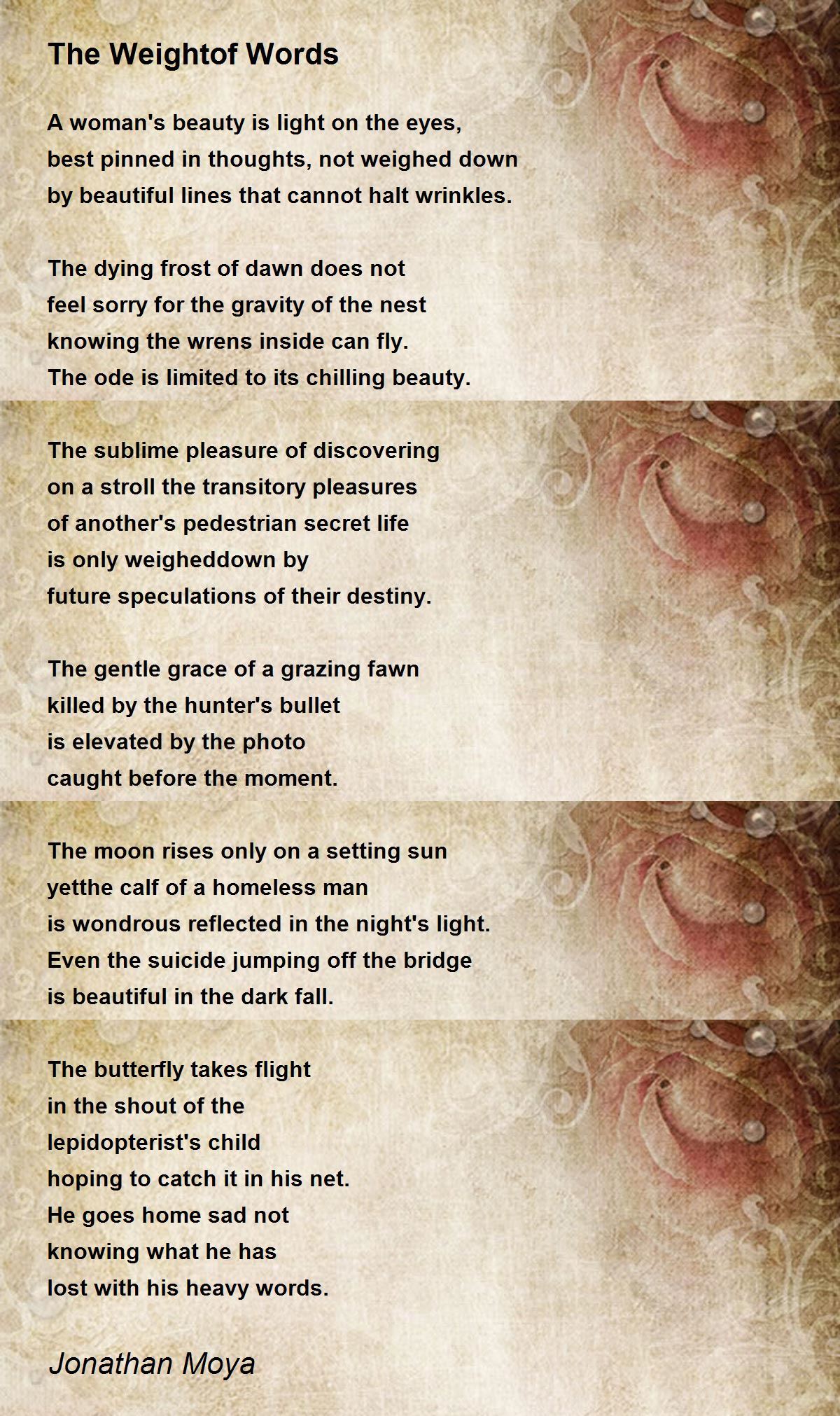 The Weightof Words The Weightof Words Poem By Jonatha Moya