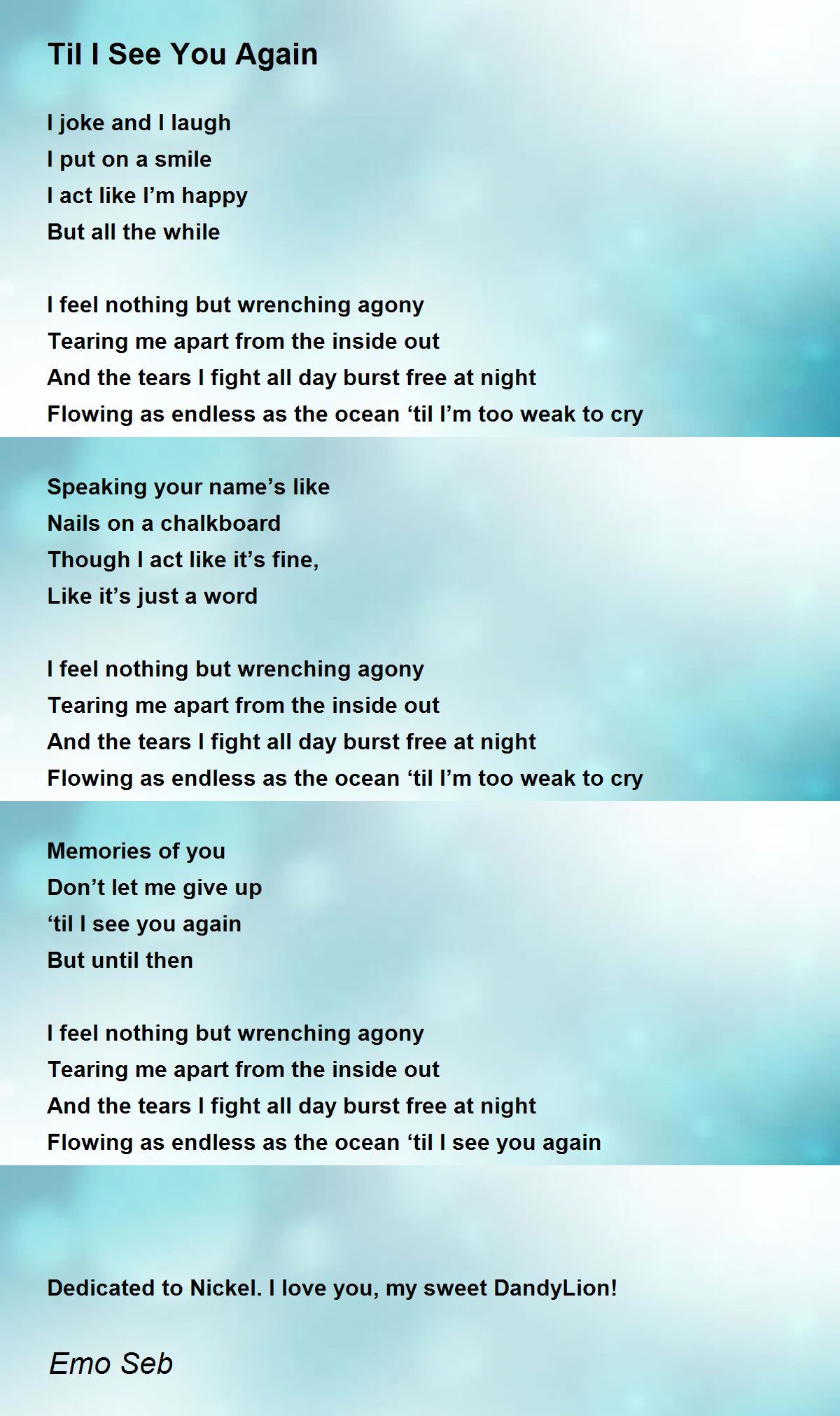 Til I See You Again Til I See You Again Poem By Emo Seb
