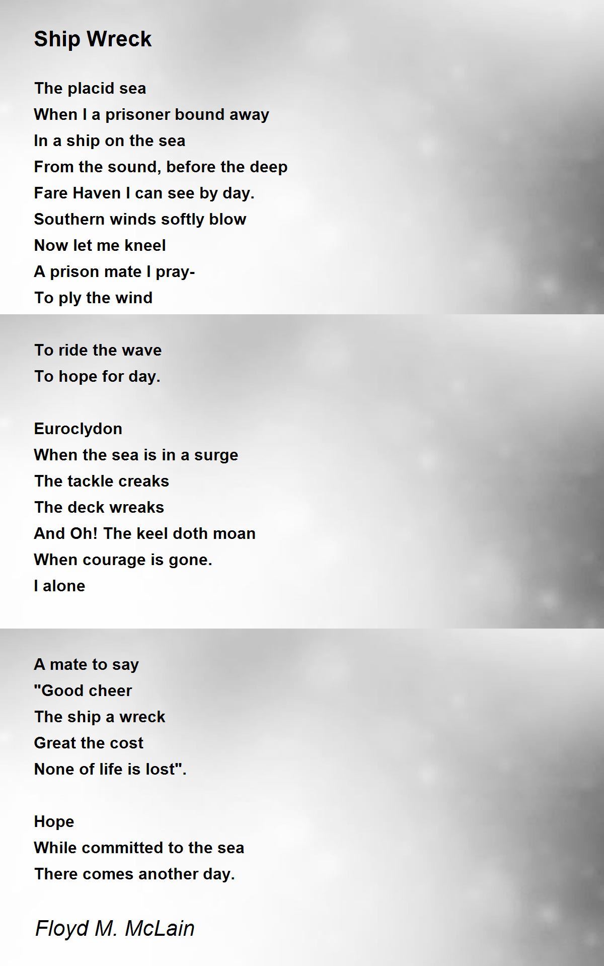 Ship Wreck by Floyd M. McLain Ship Wreck Poem