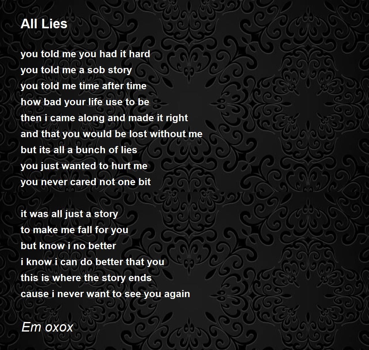 All Lies All Lies Poem by Em oxox