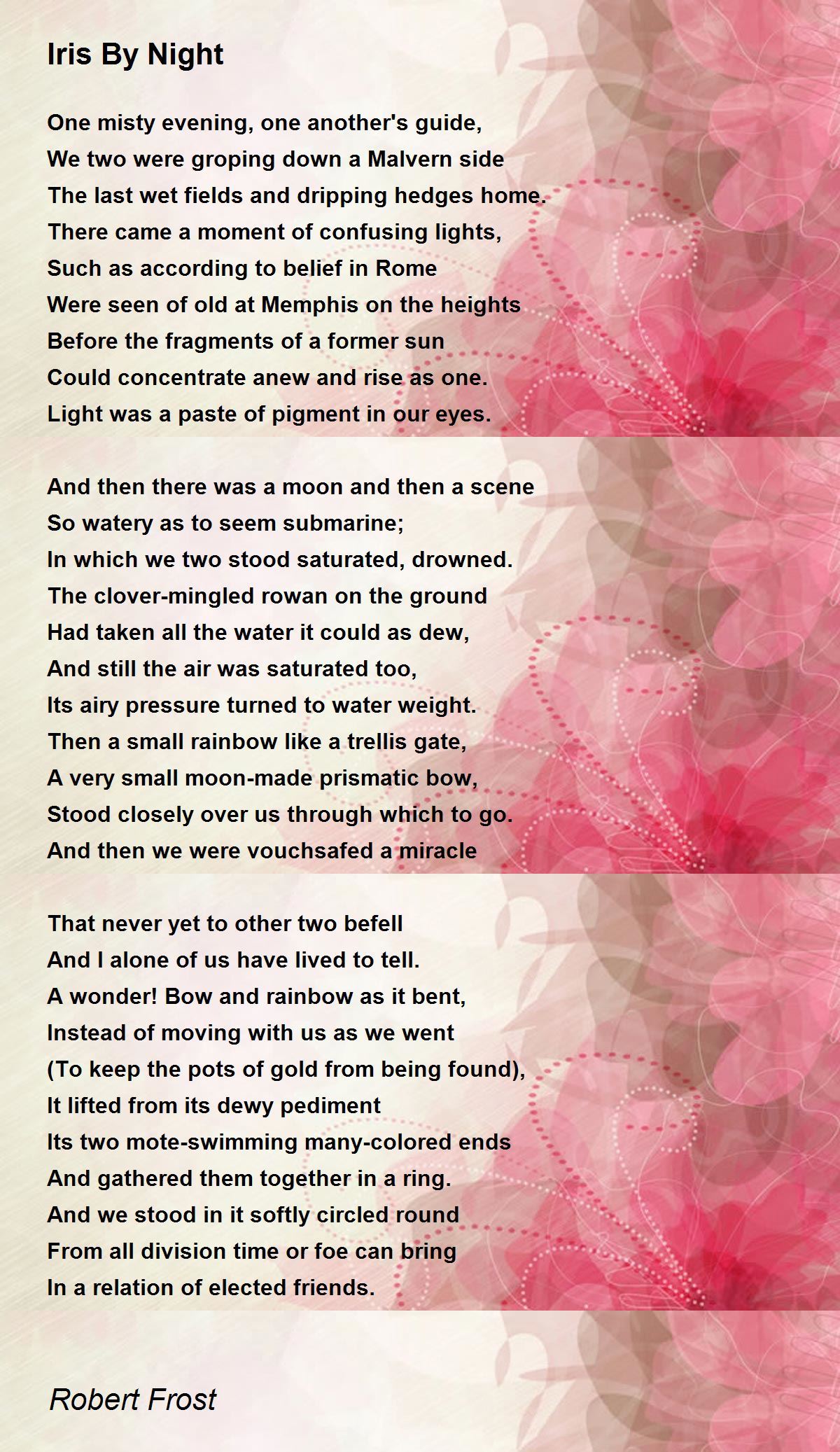 Iris By Night Poem by Robert Frost Poem Hunter