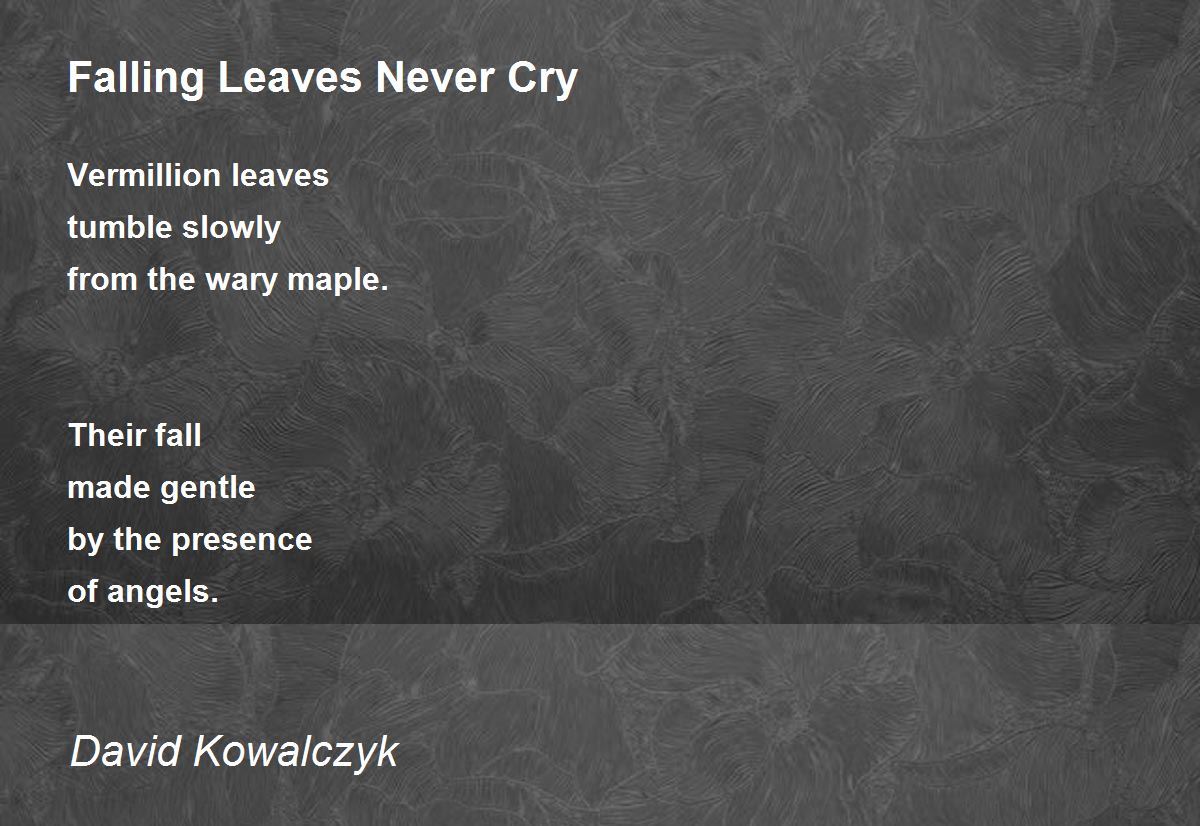 Falling Leaves Never Cry Falling Leaves Never Cry Poem by David Kowalczyk