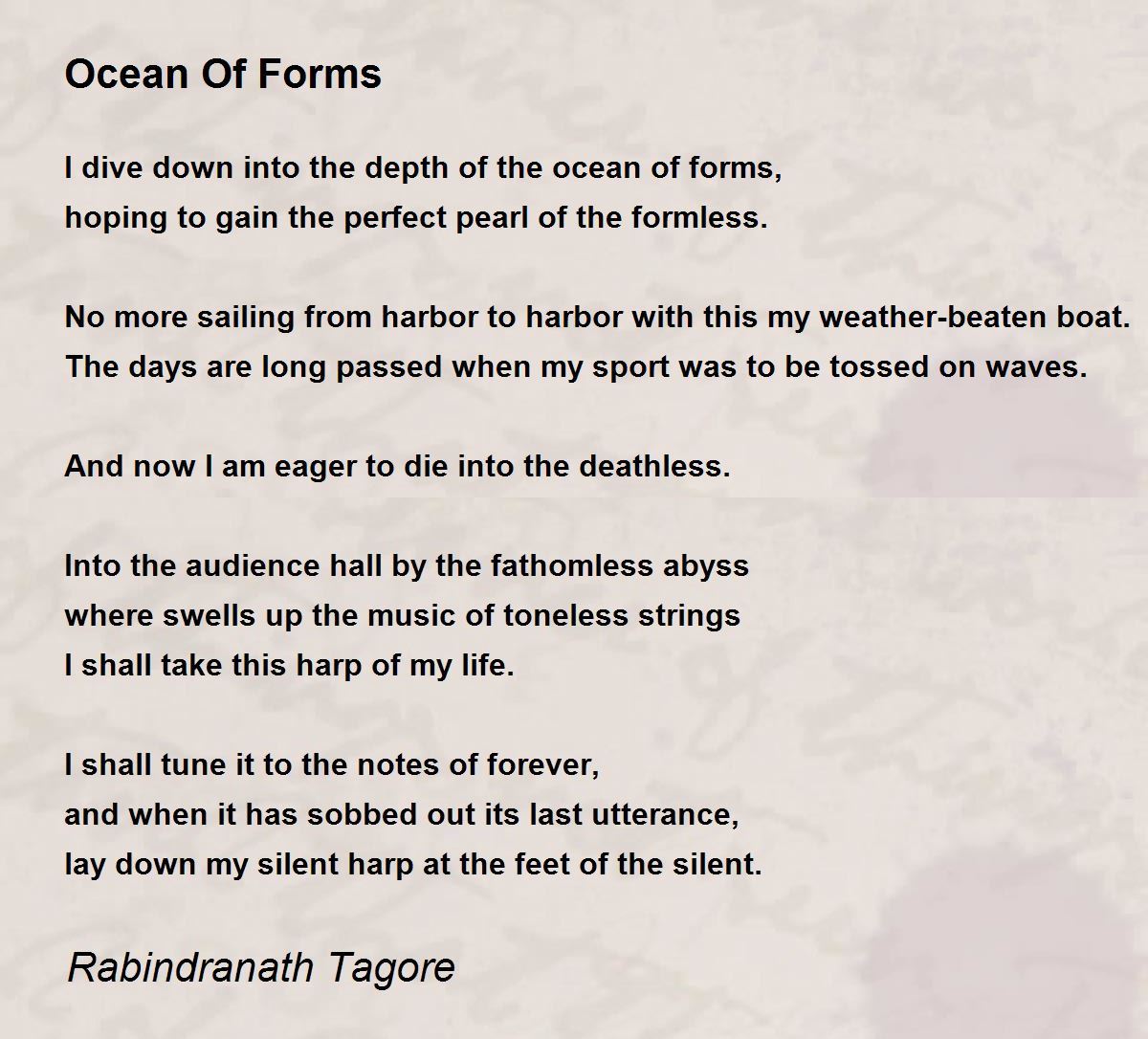 Ocean Of Forms Poem By Rabindranath Tagore Poem Hunter Comments Page 1