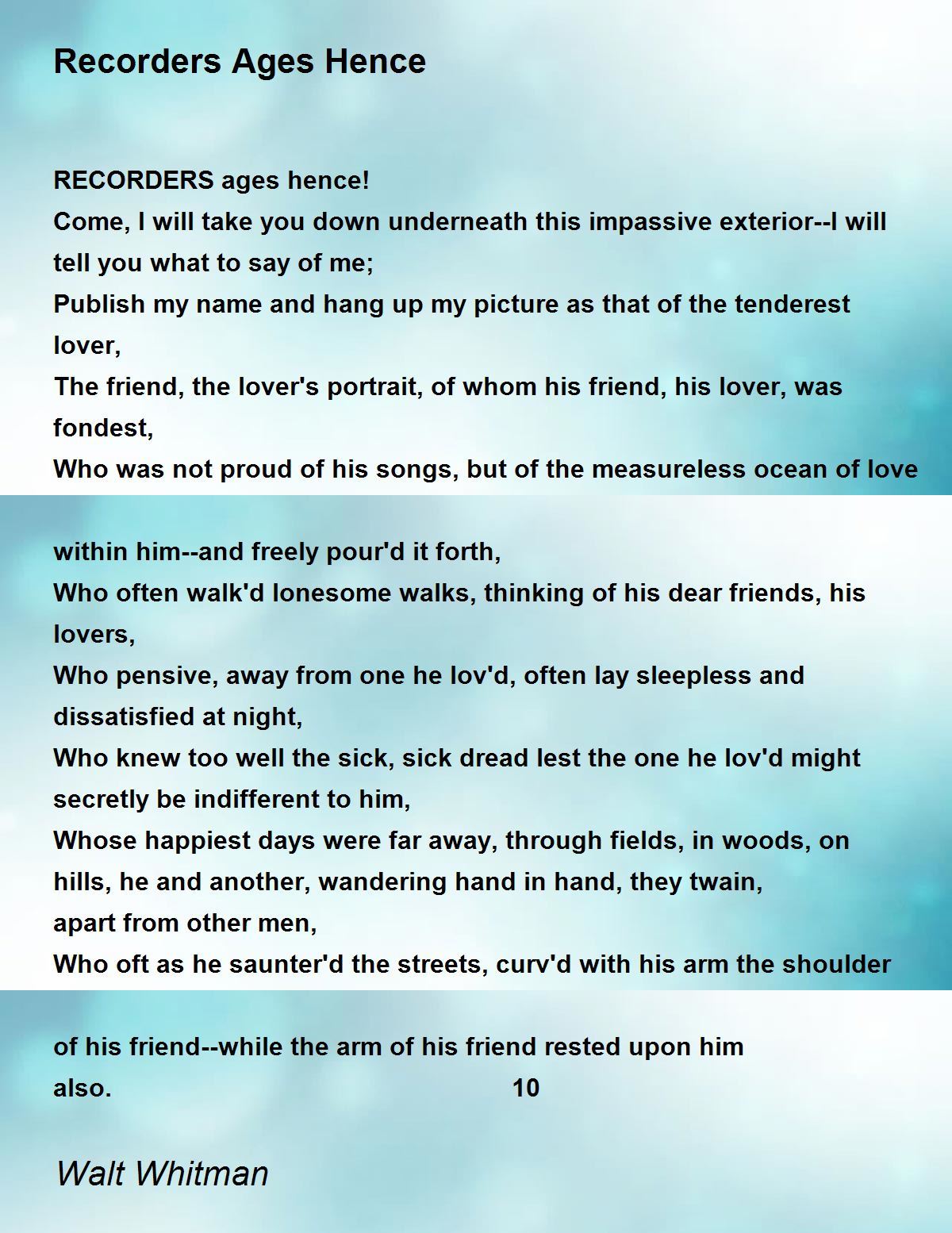 Recorders Ages Hence Recorders Ages Hence Poem by Walt Whitman