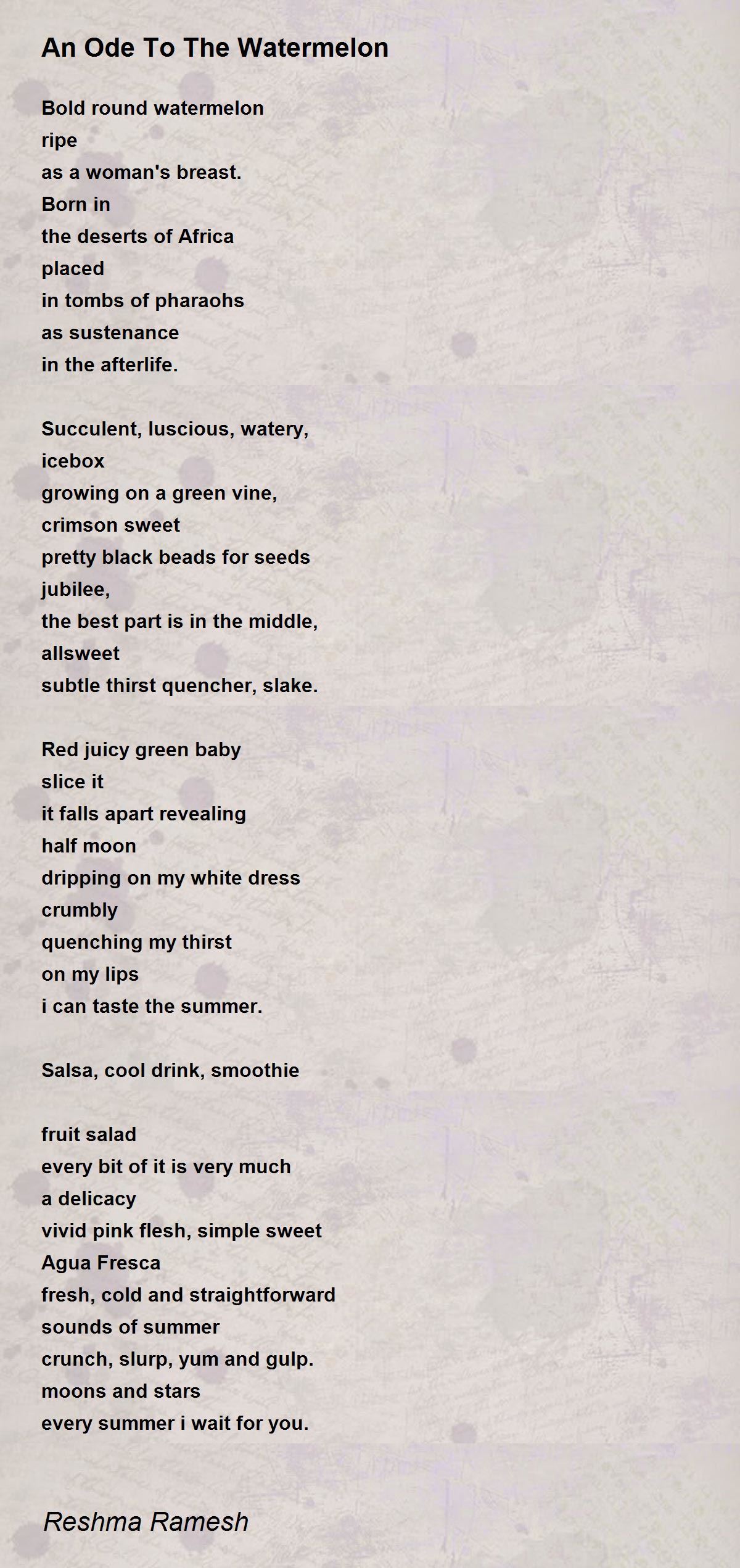 An Ode To The Watermelon Poem by Reshma Ramesh Poem Hunter